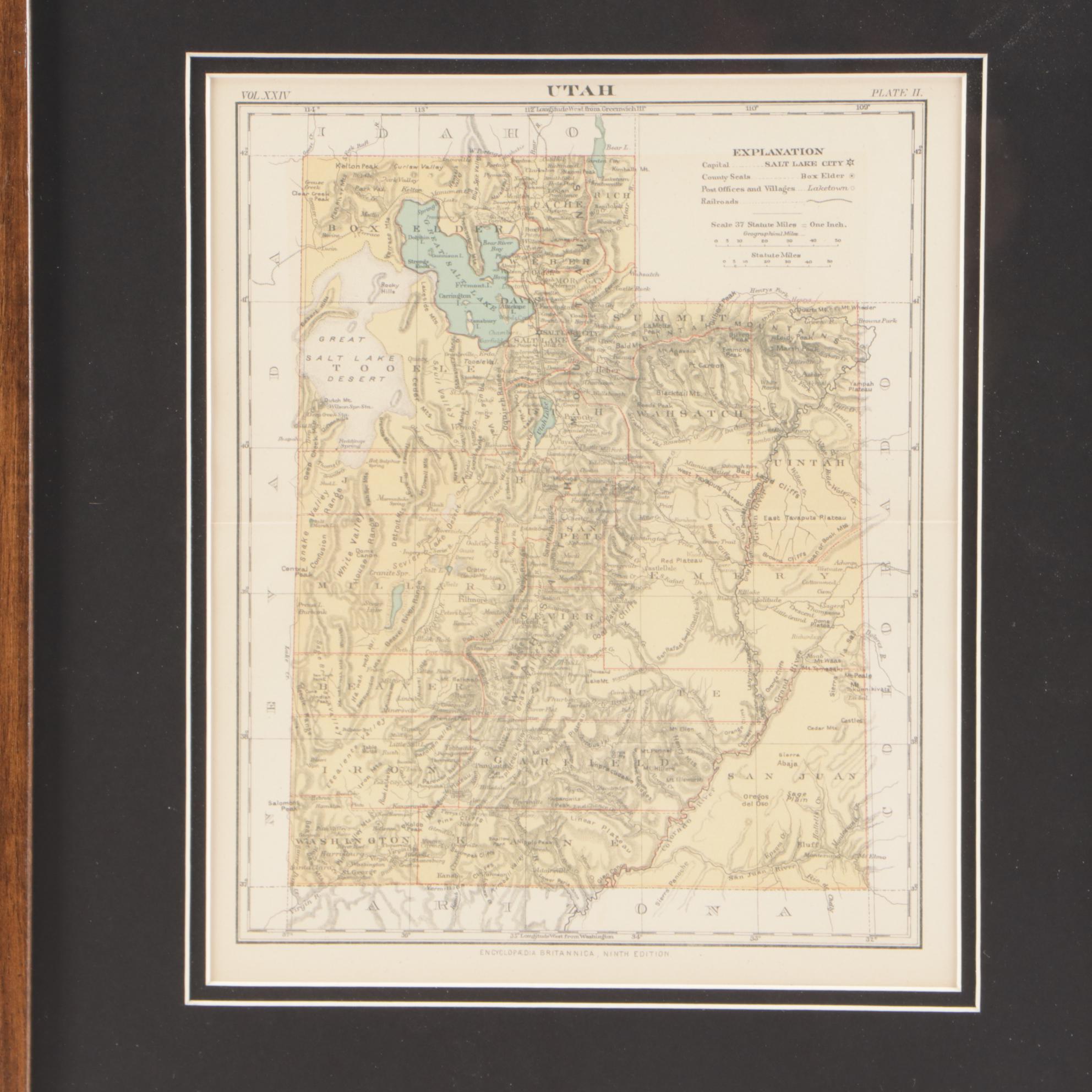 Antique 1890 Map of Utah