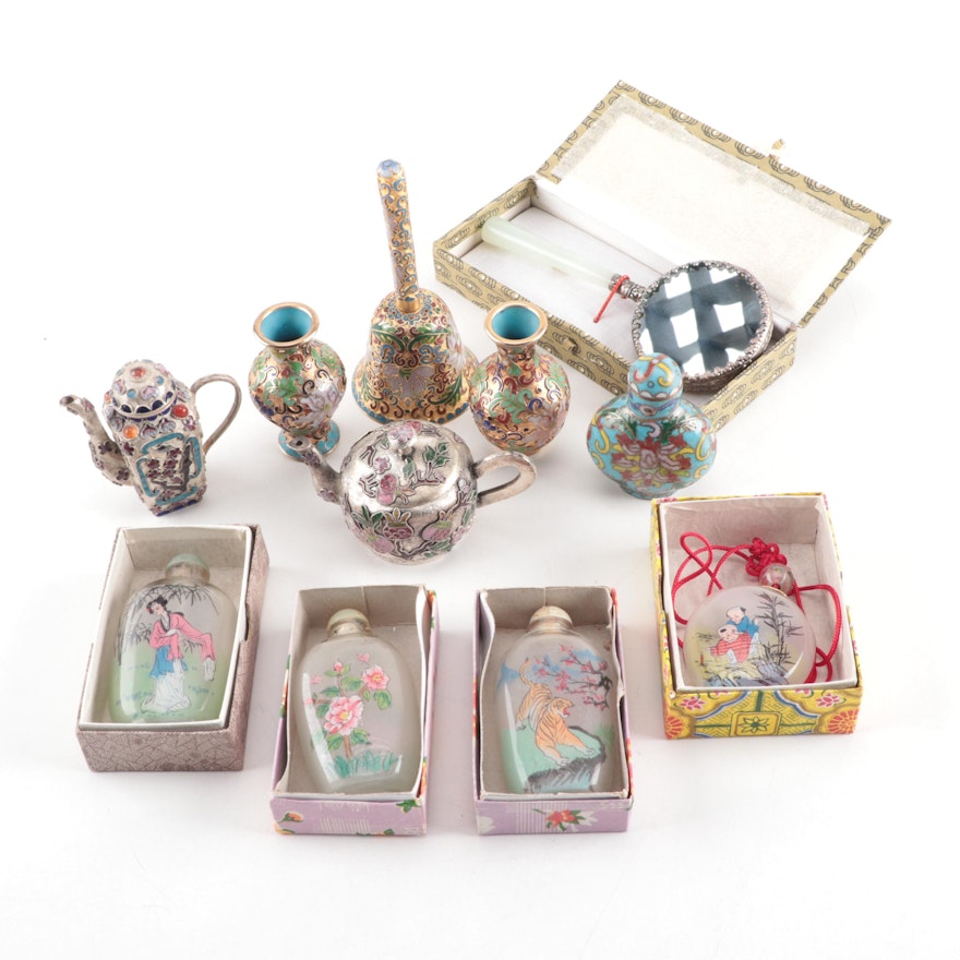 Chinese Snuff Bottles with Cloisonné Miniatures
