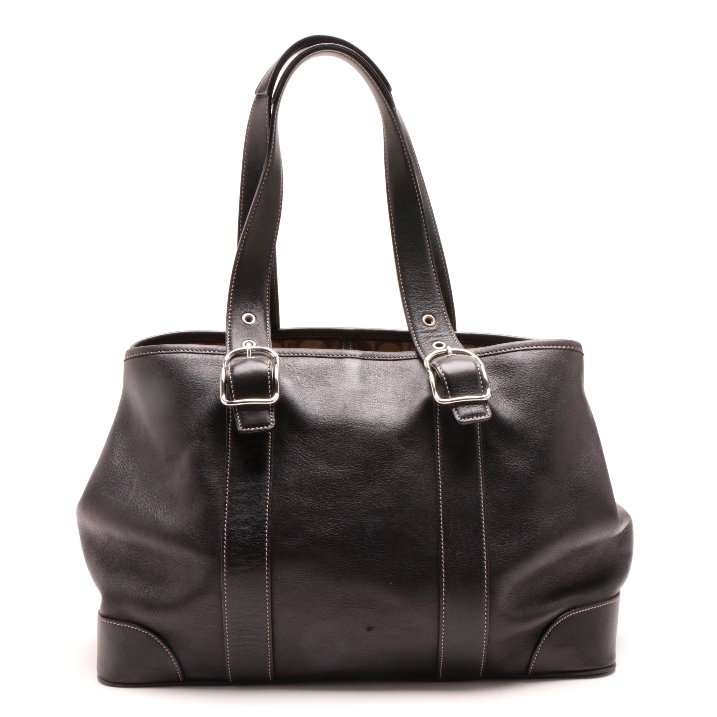 Coach Hampton Black Leather Tote Bag