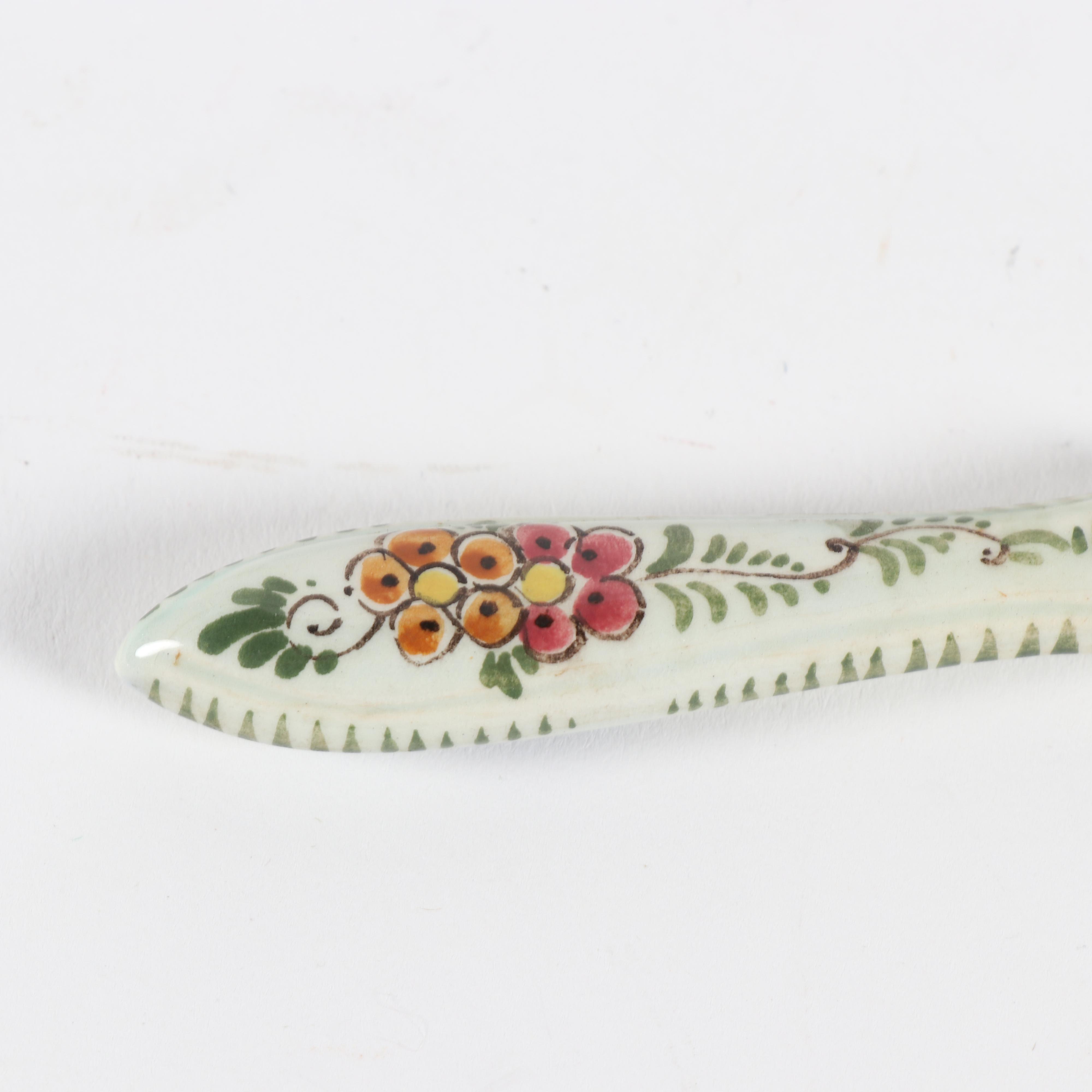 Delft Elesva Hand-Painted Polychrome Earthenware Knife Set