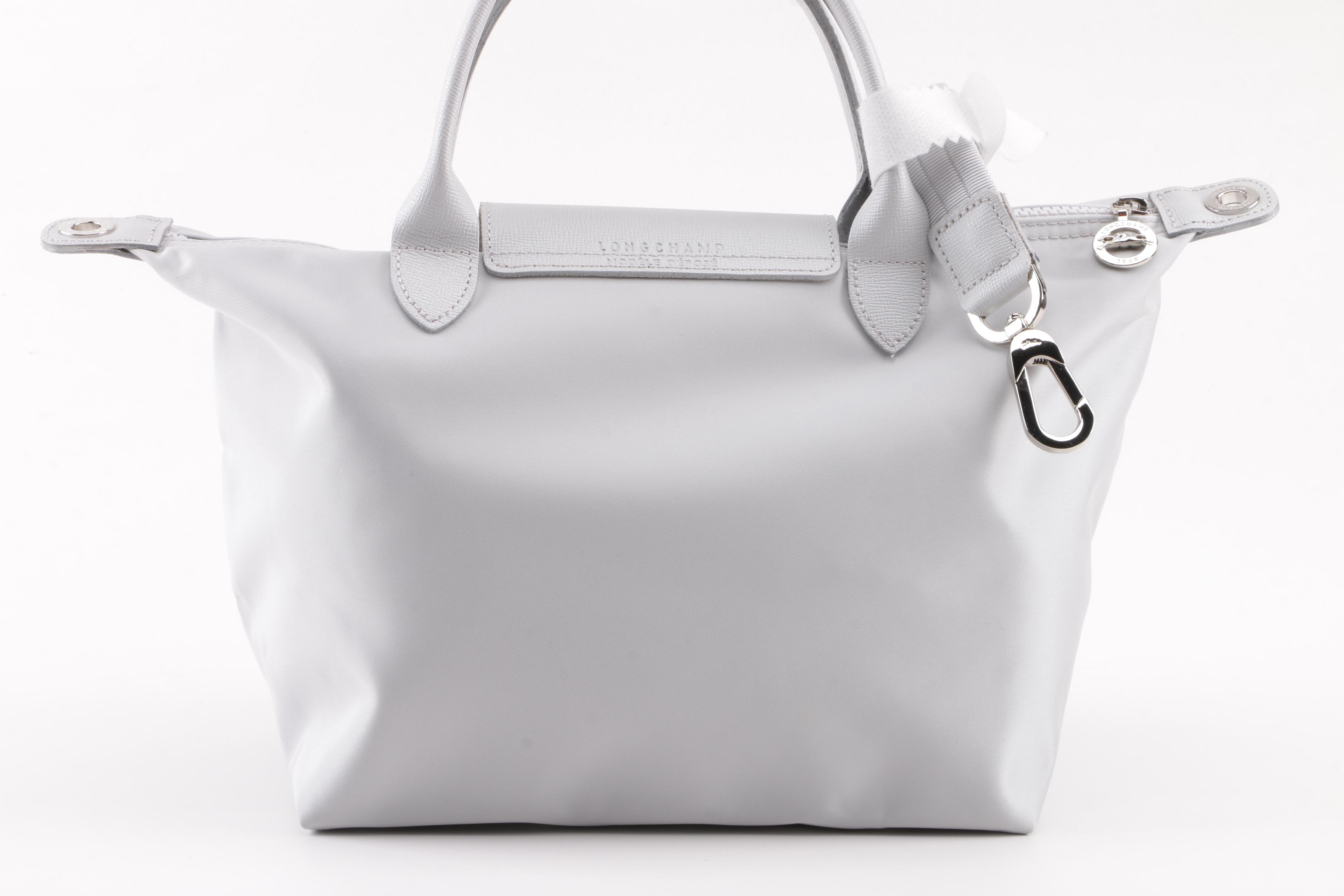 Longchamp Le Pliage Neo Light Grey Nylon Top Handle Bag