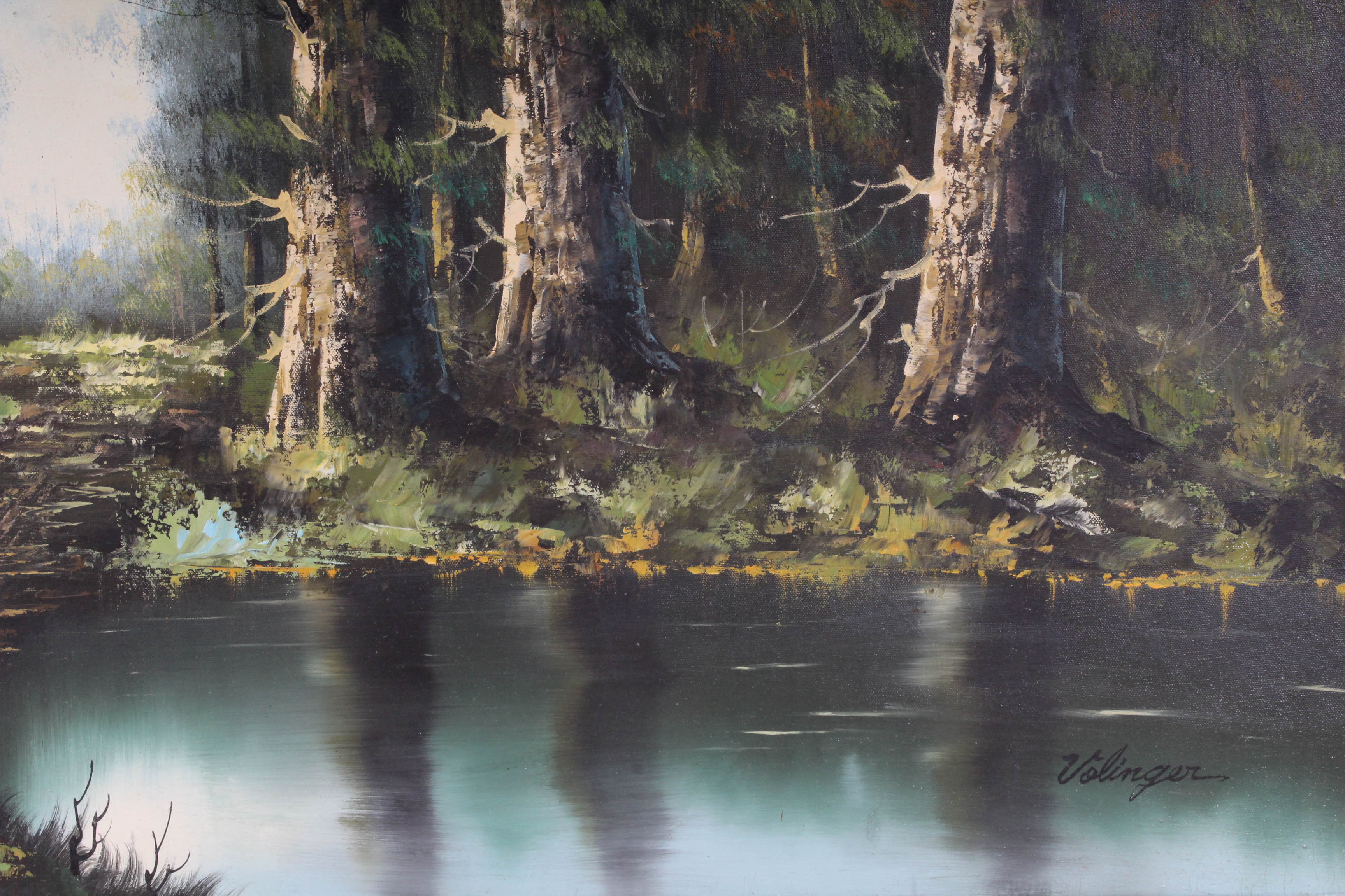Peter Volinger Large Scale Forest Lake Oil Painting
