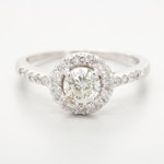 14K White Gold Diamond Halo Ring