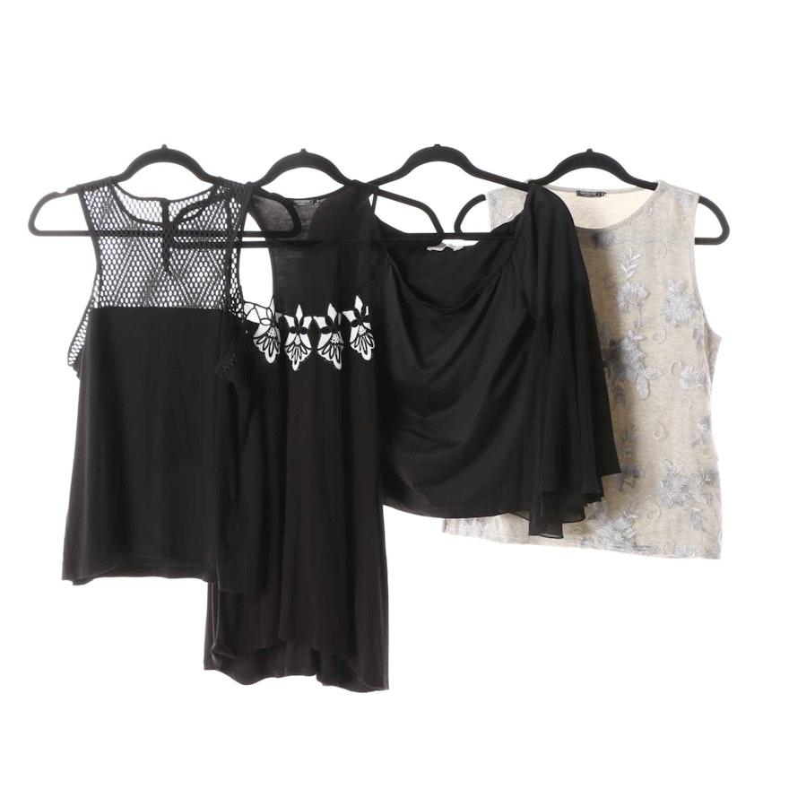 Women's Anne Fontaine Brand Black and Grey Tops