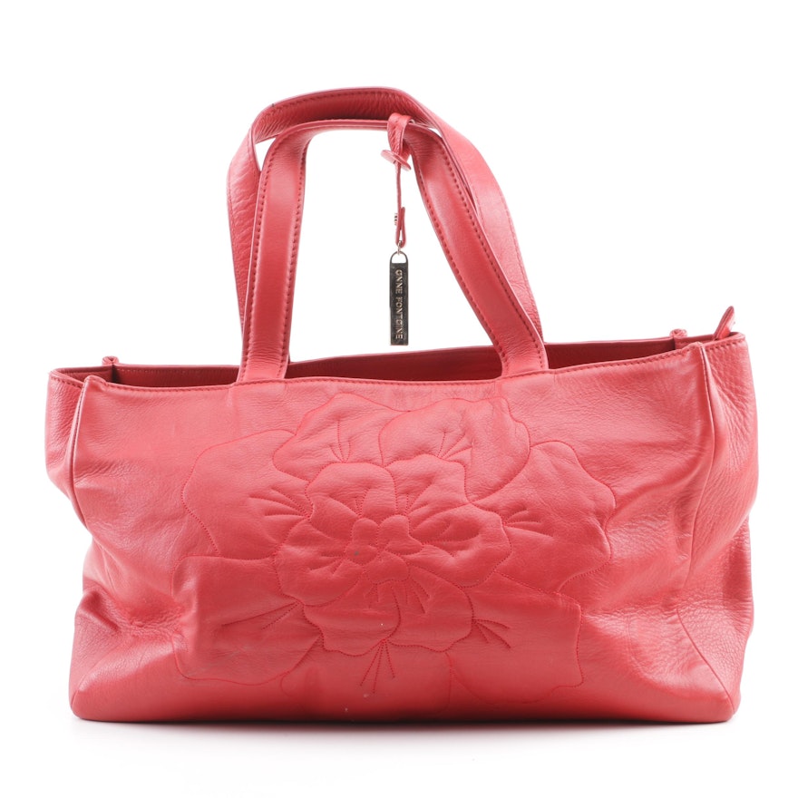 Anne Fontaine Parisa BB 2013 Red Calfskin Leather Tote