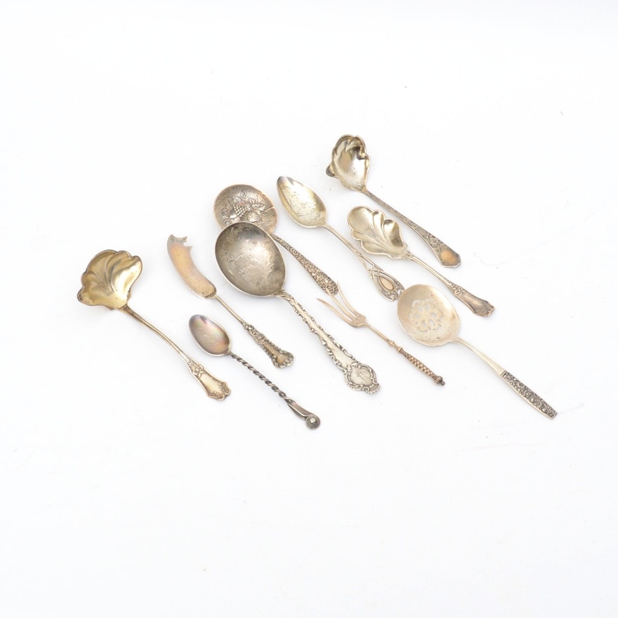 Nine Assorted Sterling Serving Utensils