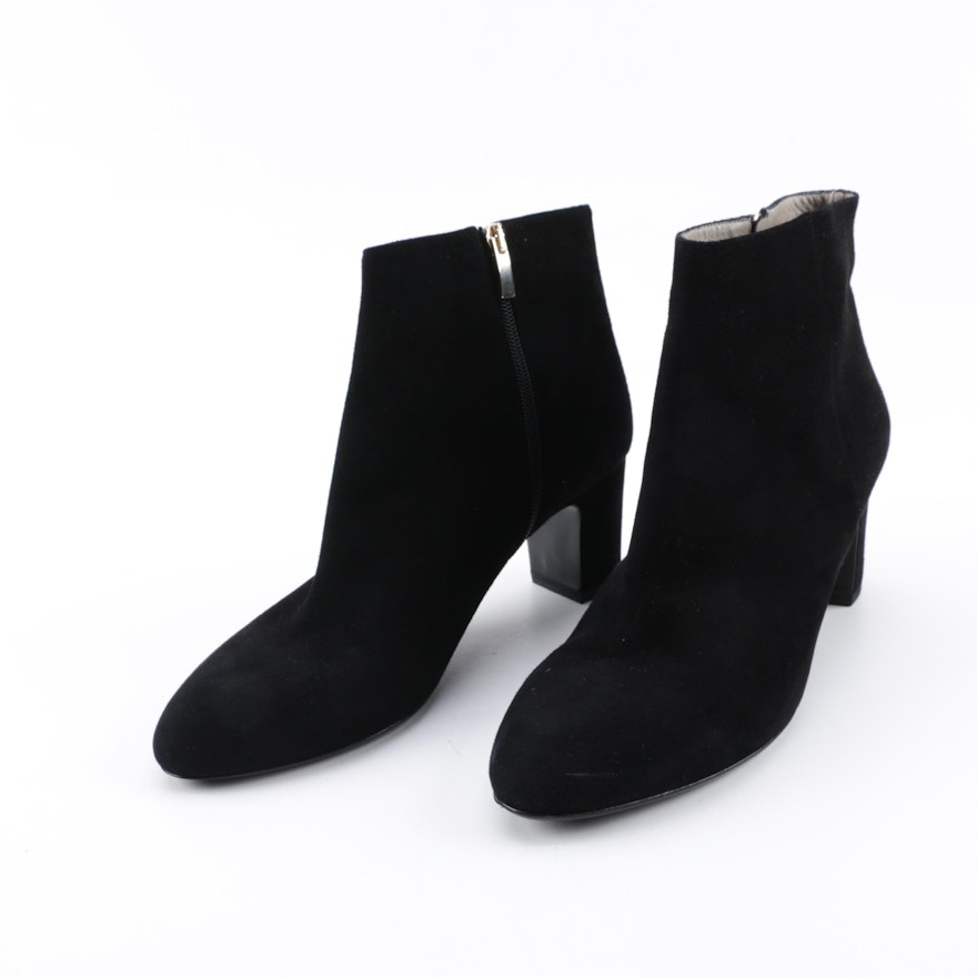 Font Italian Black Suede Ankle Boots