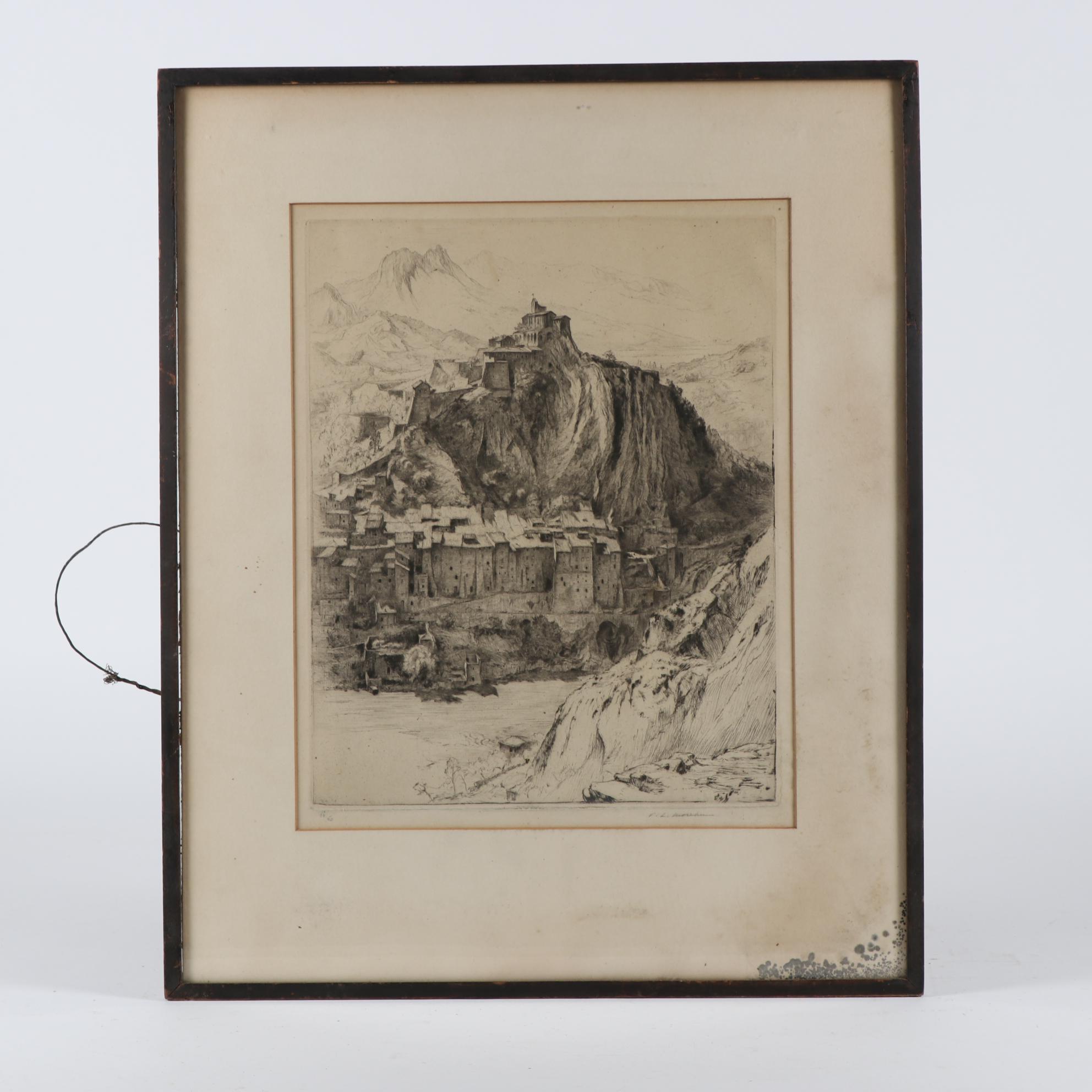 Limited Edition Etching of Mountain Village