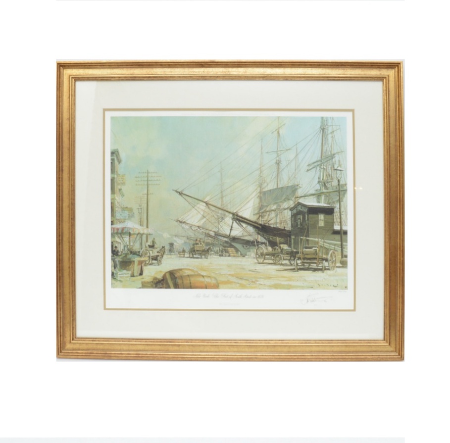 John Stobart Offset Lithograph "New York: The Foot of South Street 1876"
