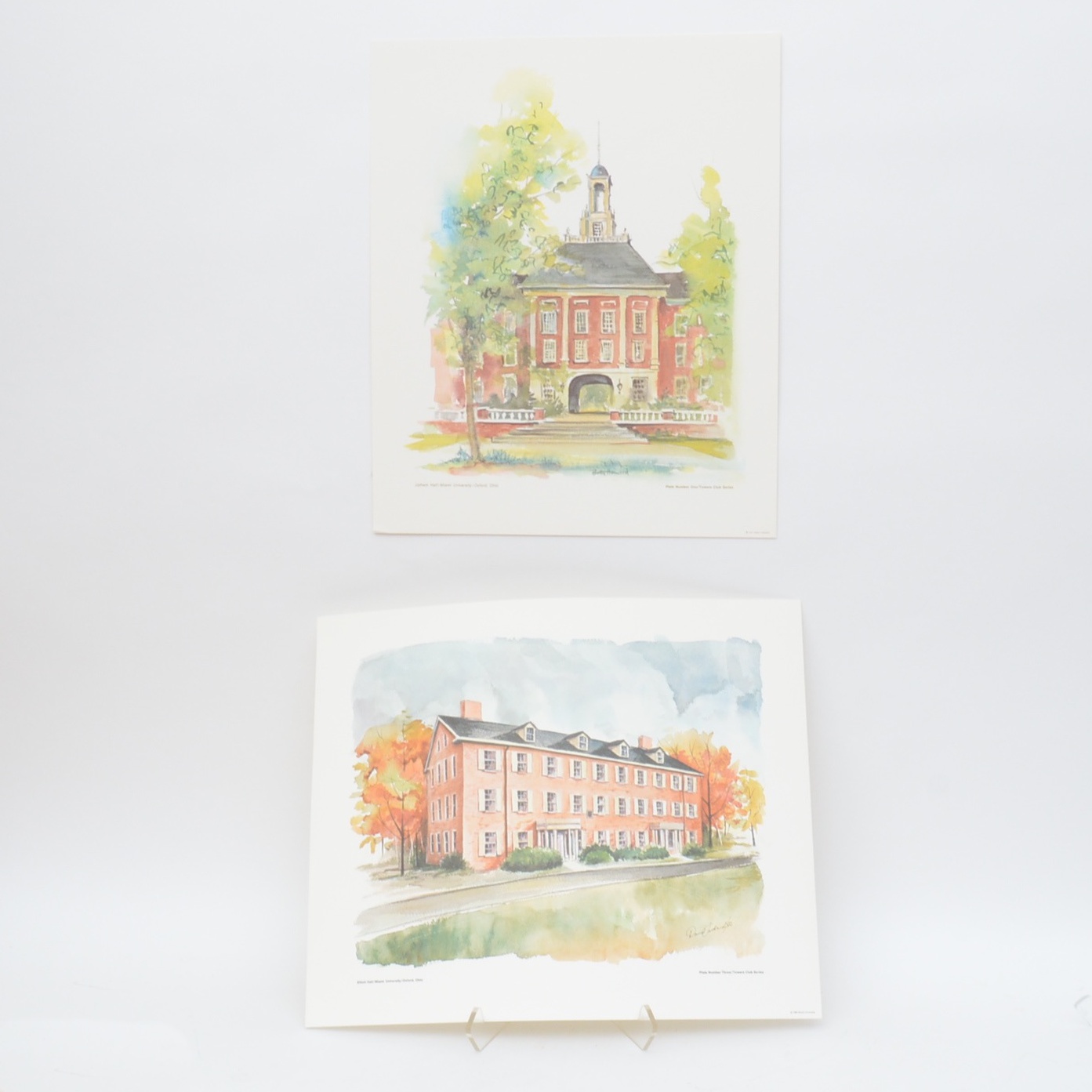 Two Miami University Prints "Elliott Hall" and "Upham Hall"
