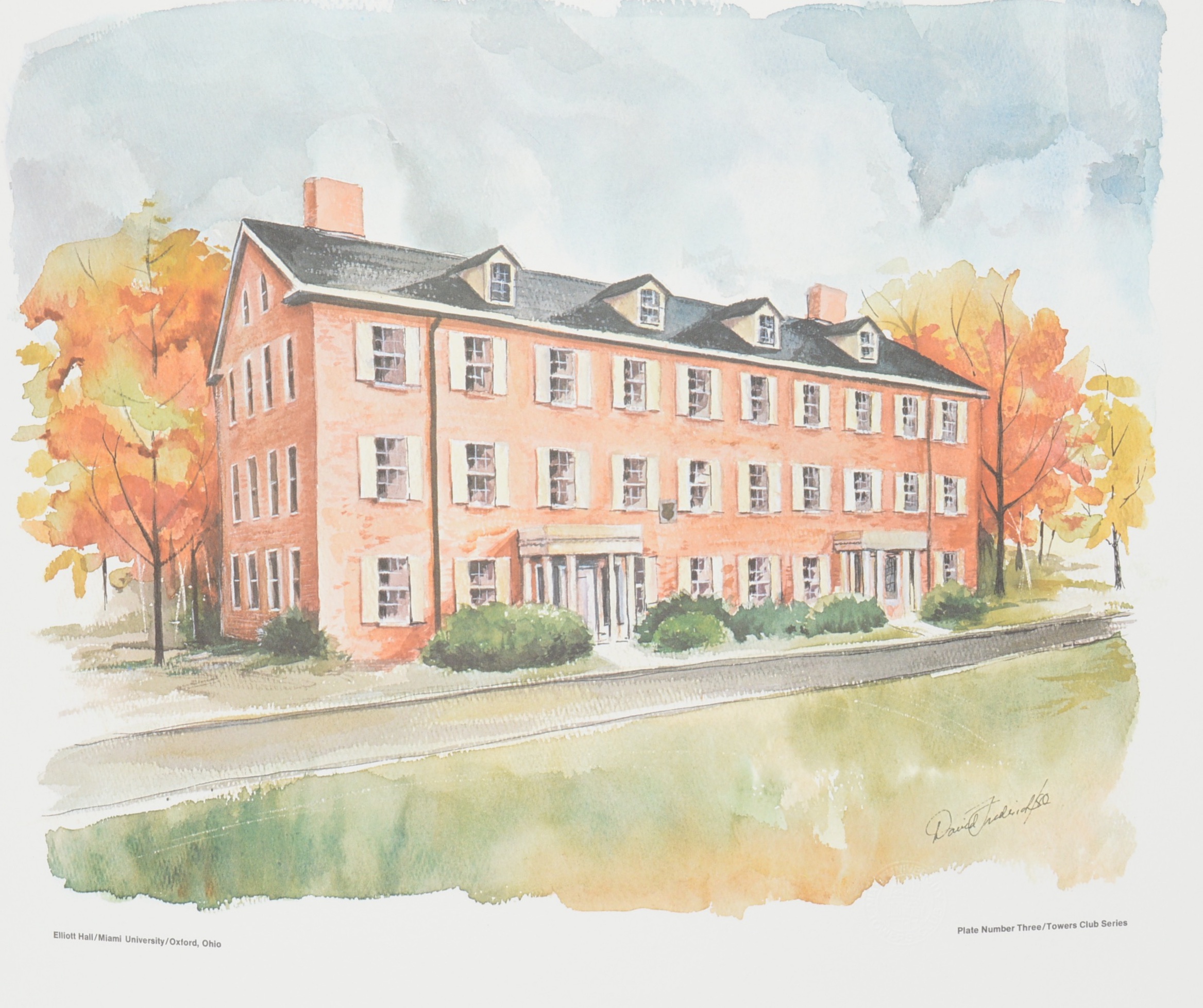 Two Miami University Prints "Elliott Hall" and "Upham Hall"