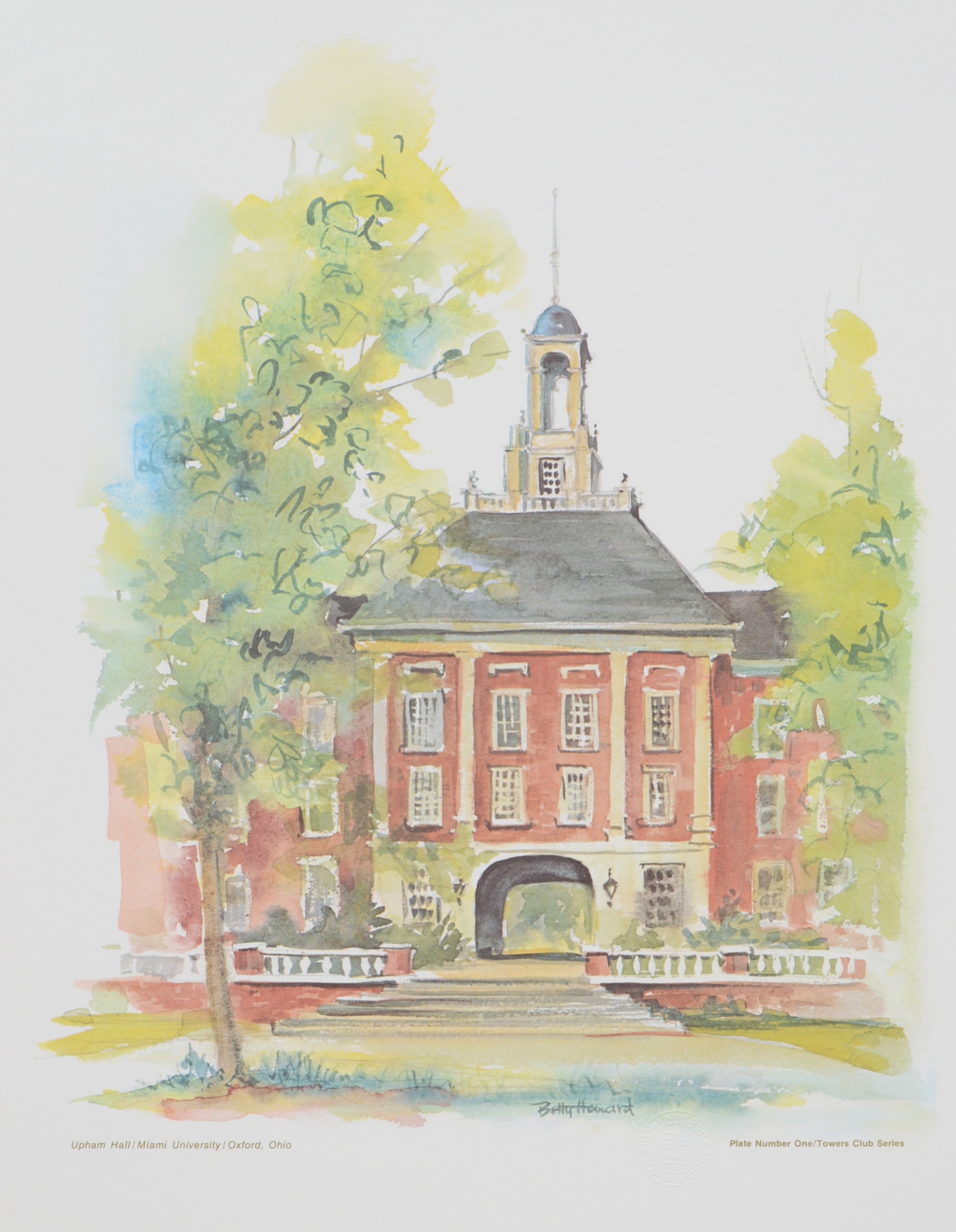 Two Miami University Prints "Elliott Hall" and "Upham Hall"