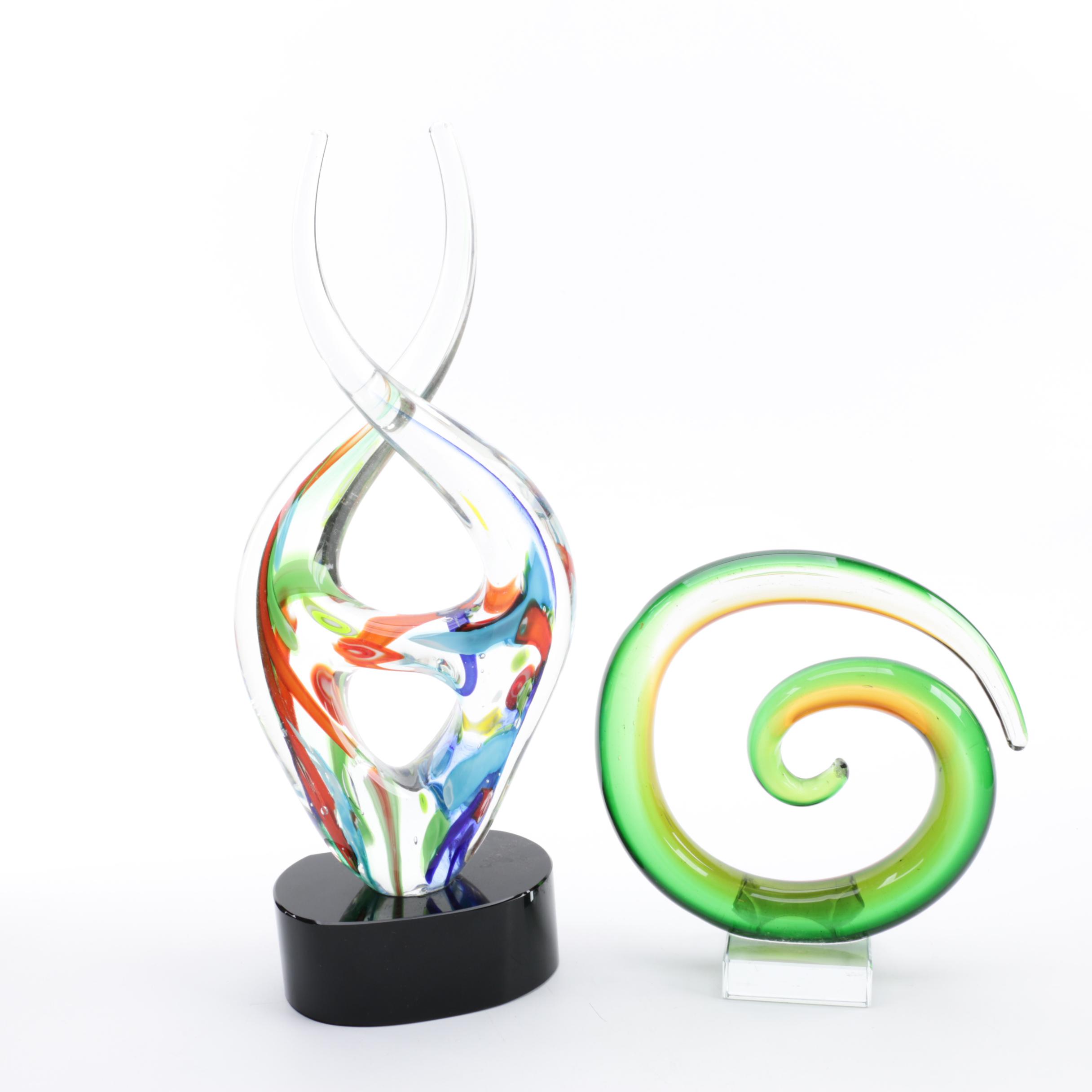 Abstract Glass Sculptures, Late 20th Century