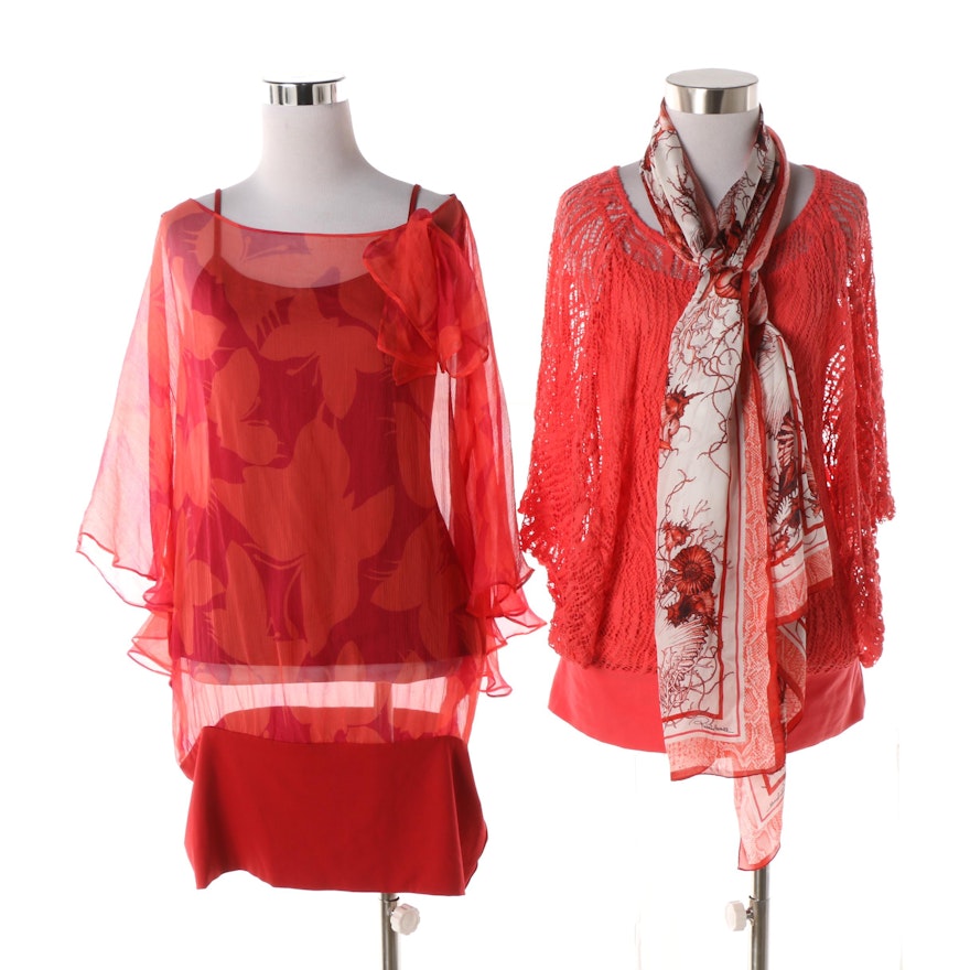 Women's Anne Fontaine Clothing Separates with Roberto Cavalli Silk Scarf