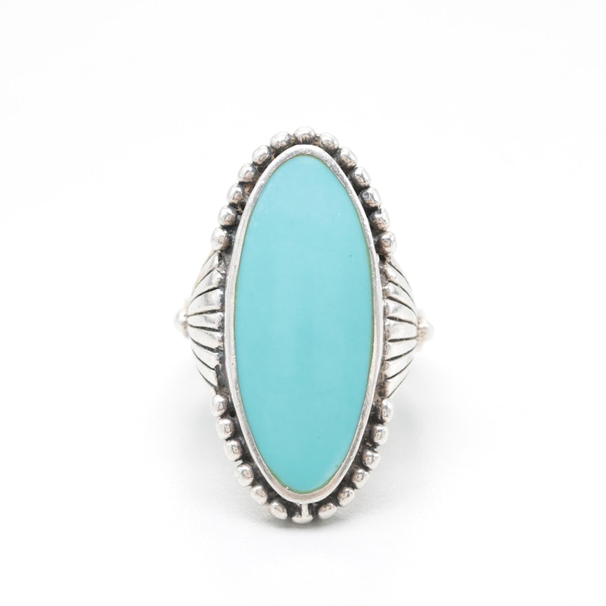 Southwest Style Sterling Silver Turquoise Ring