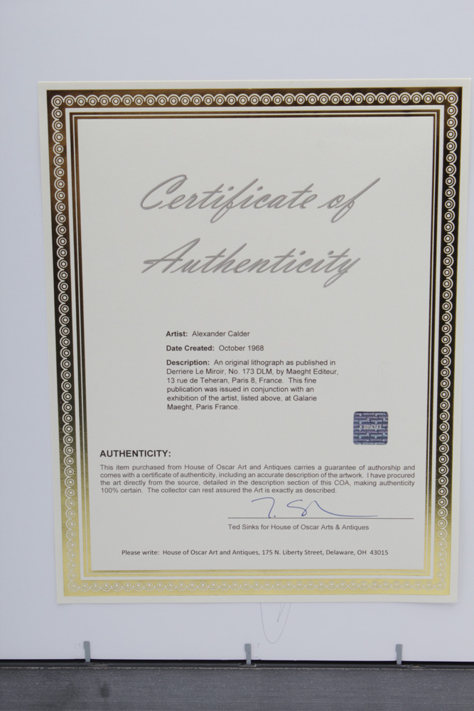 Alexander Calder 1968 Color Lithograph from "Derrière Le Miroir"