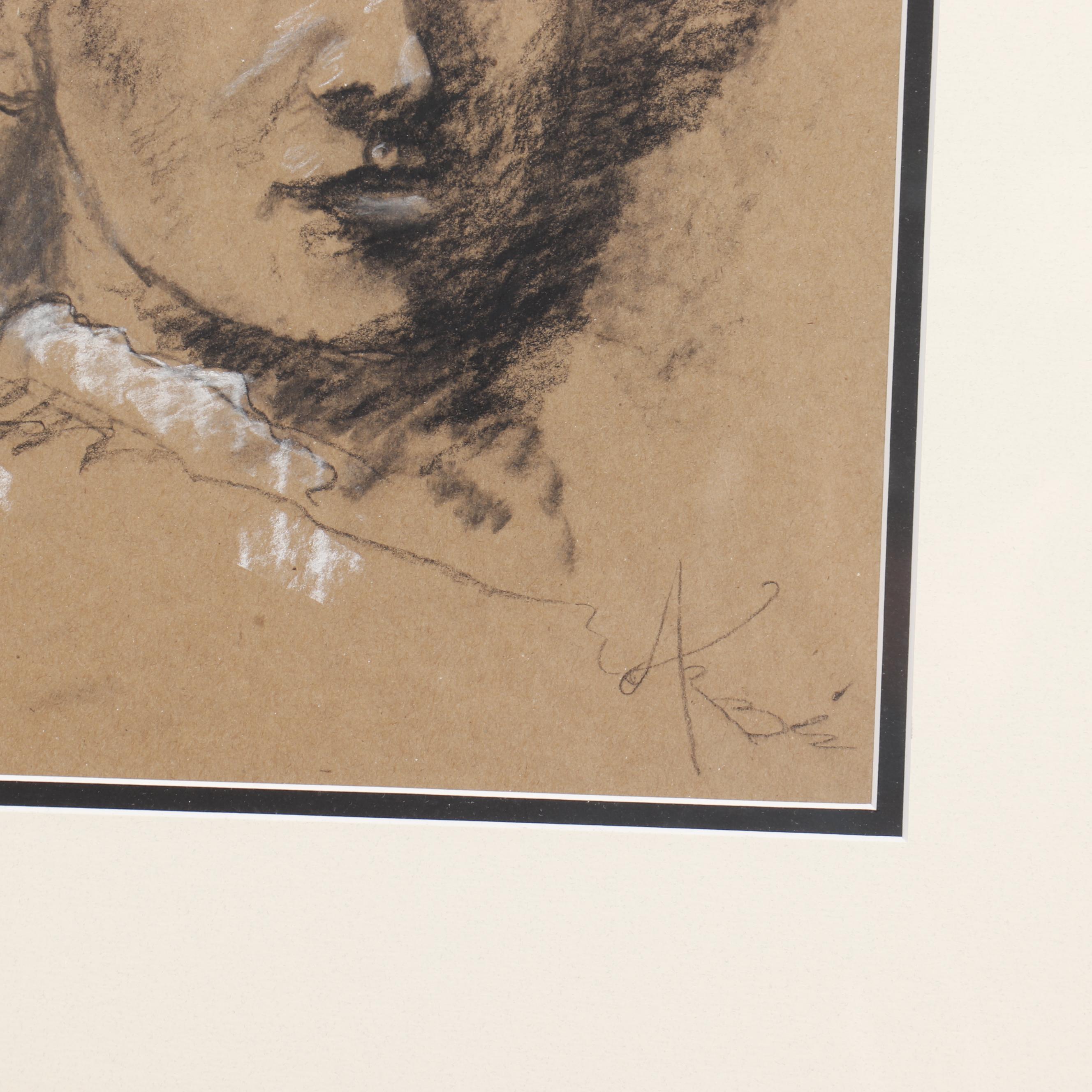 Arbe Charcoal Drawing "Young Pushkin"