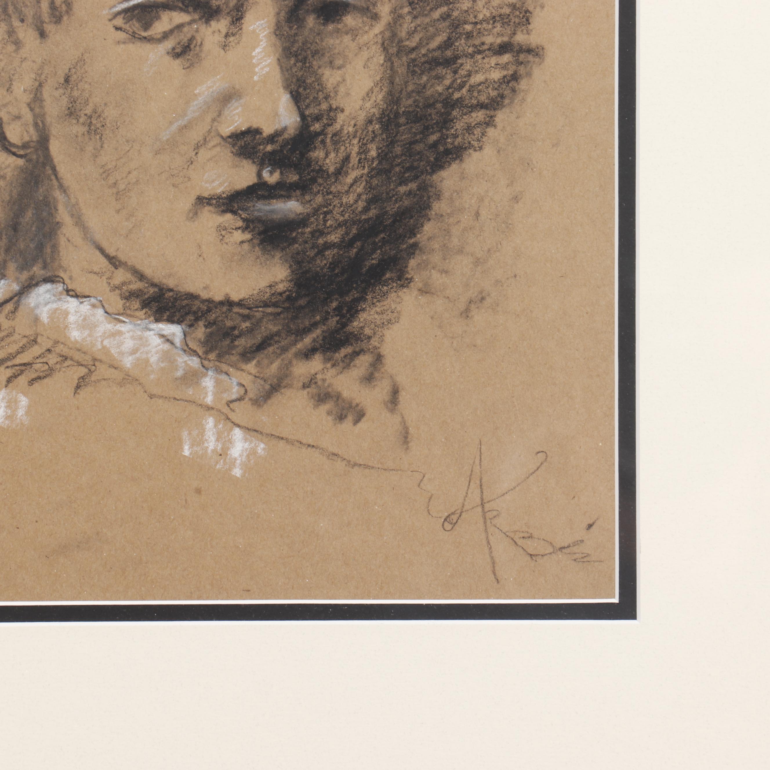 Arbe Charcoal Drawing "Young Pushkin"