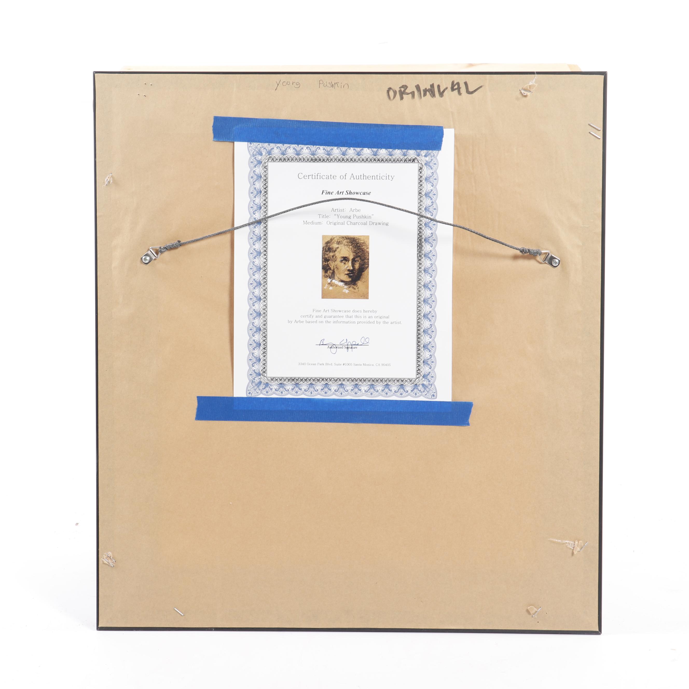 Arbe Charcoal Drawing "Young Pushkin"