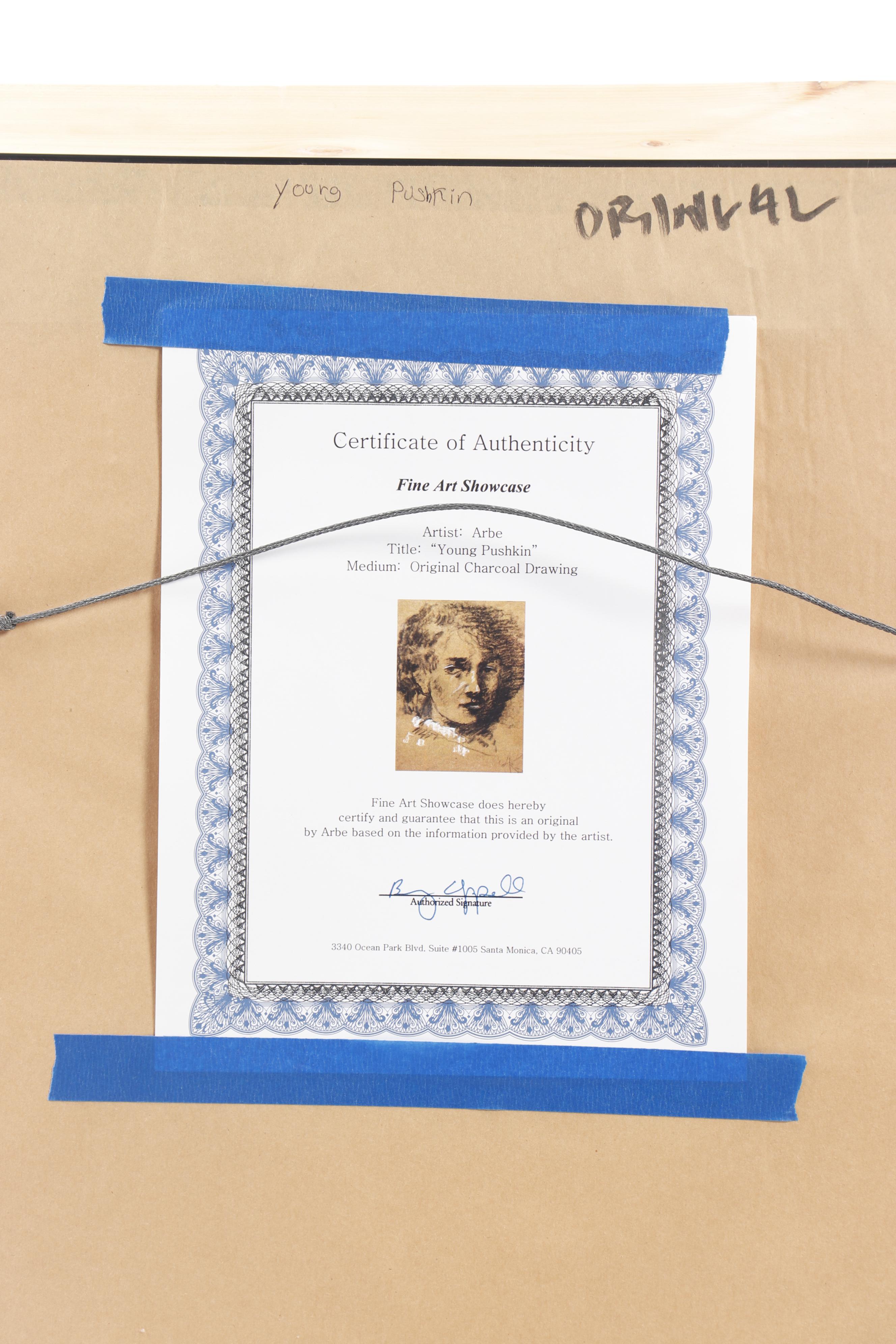 Arbe Charcoal Drawing "Young Pushkin"