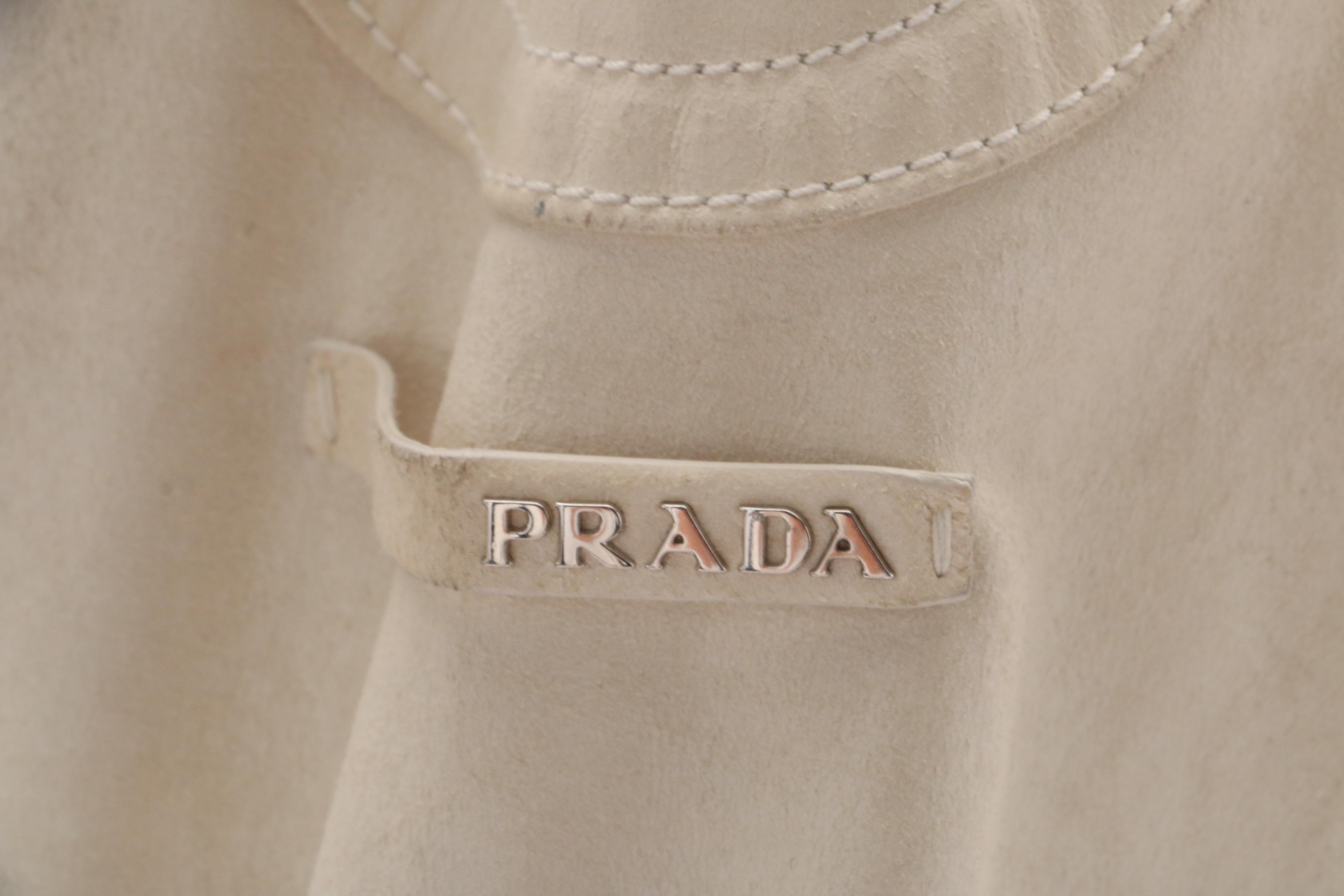 Prada Cream Leather Zipper-Front Jacket