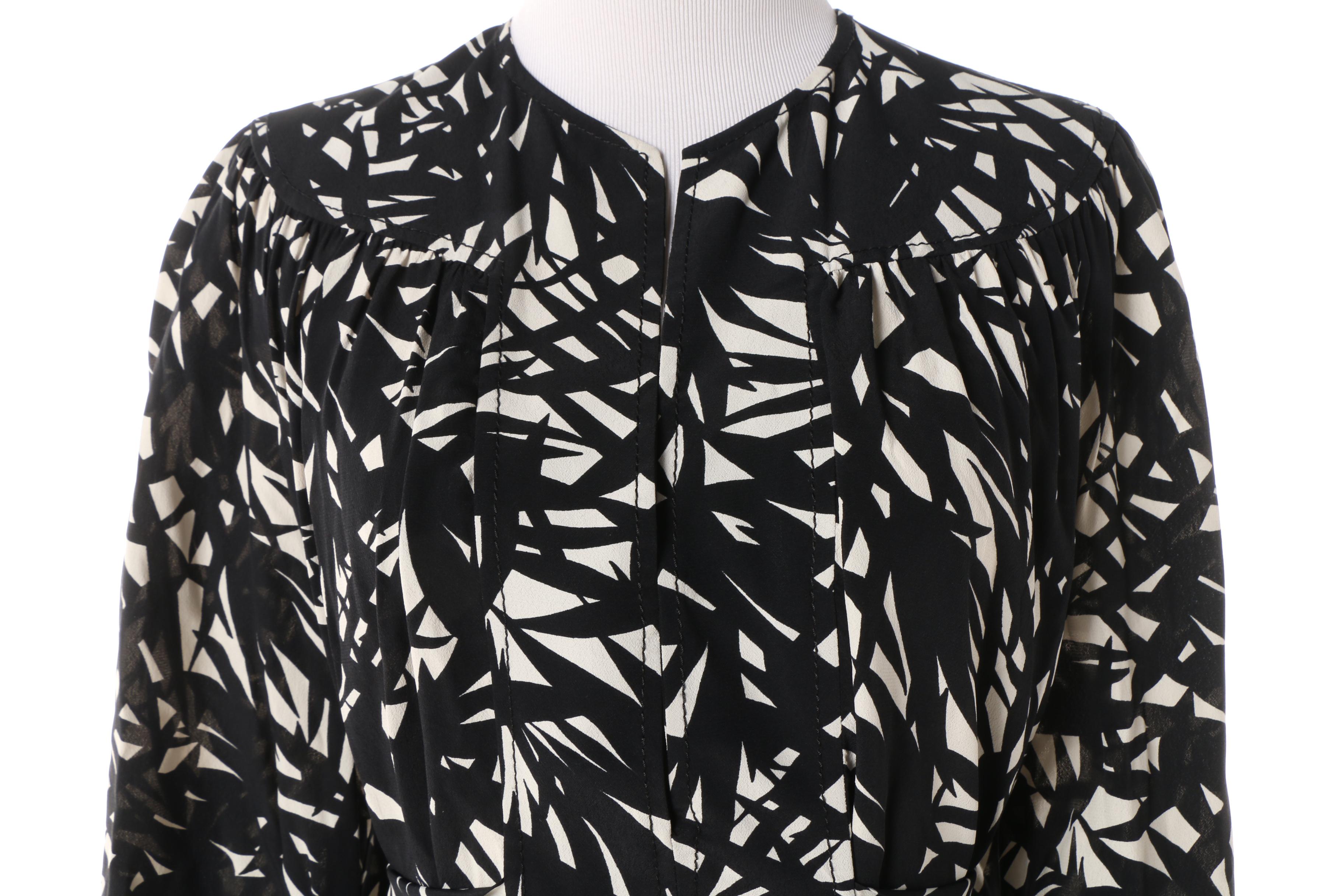 Etro Black and White Bamboo Leaf Print Dress