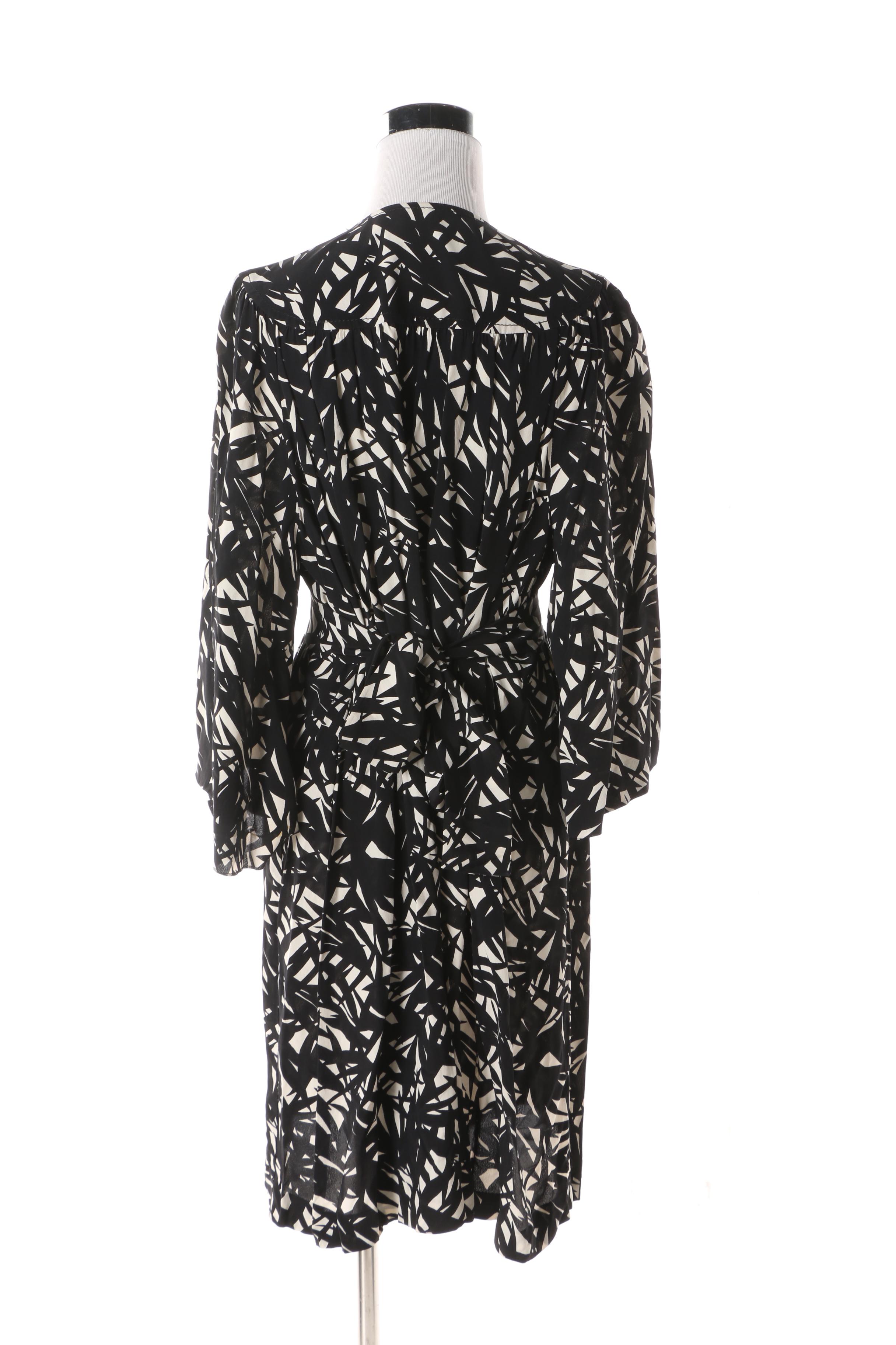 Etro Black and White Bamboo Leaf Print Dress