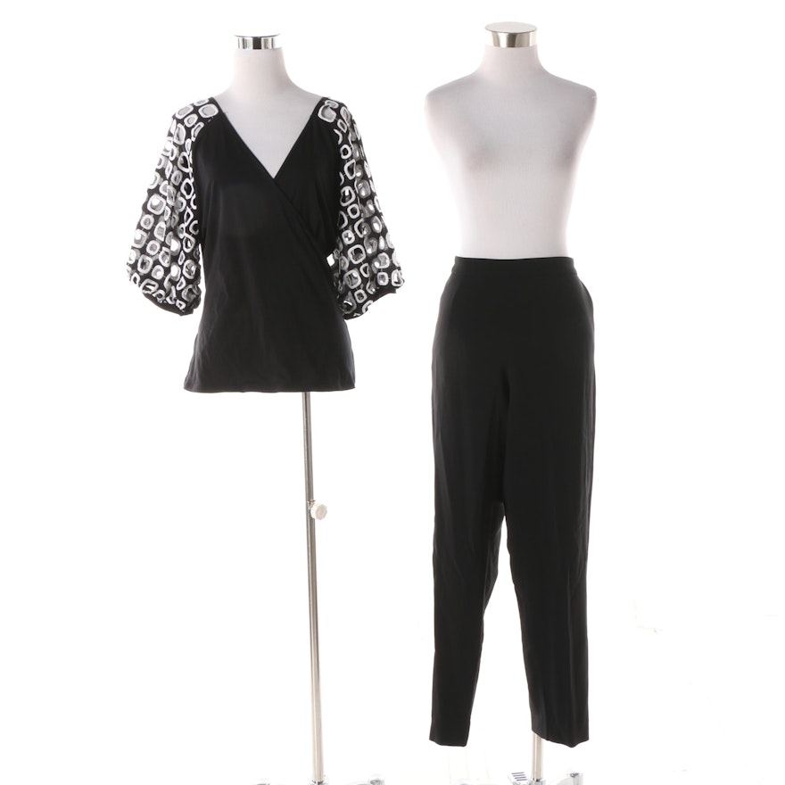 Women's Anne Fontaine Black and White Palladia Pants and Lorie Top