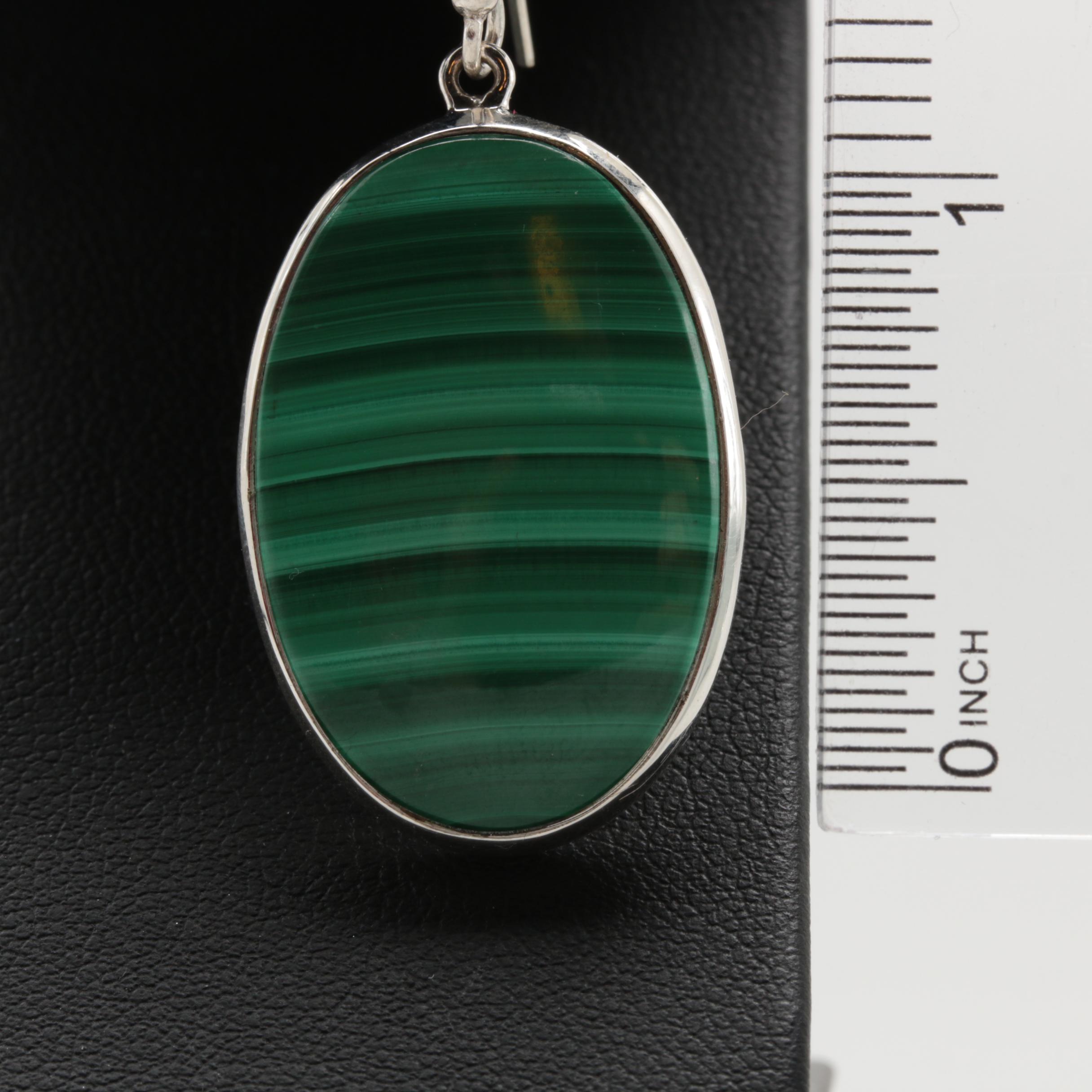 900 Silver Malachite Earrings