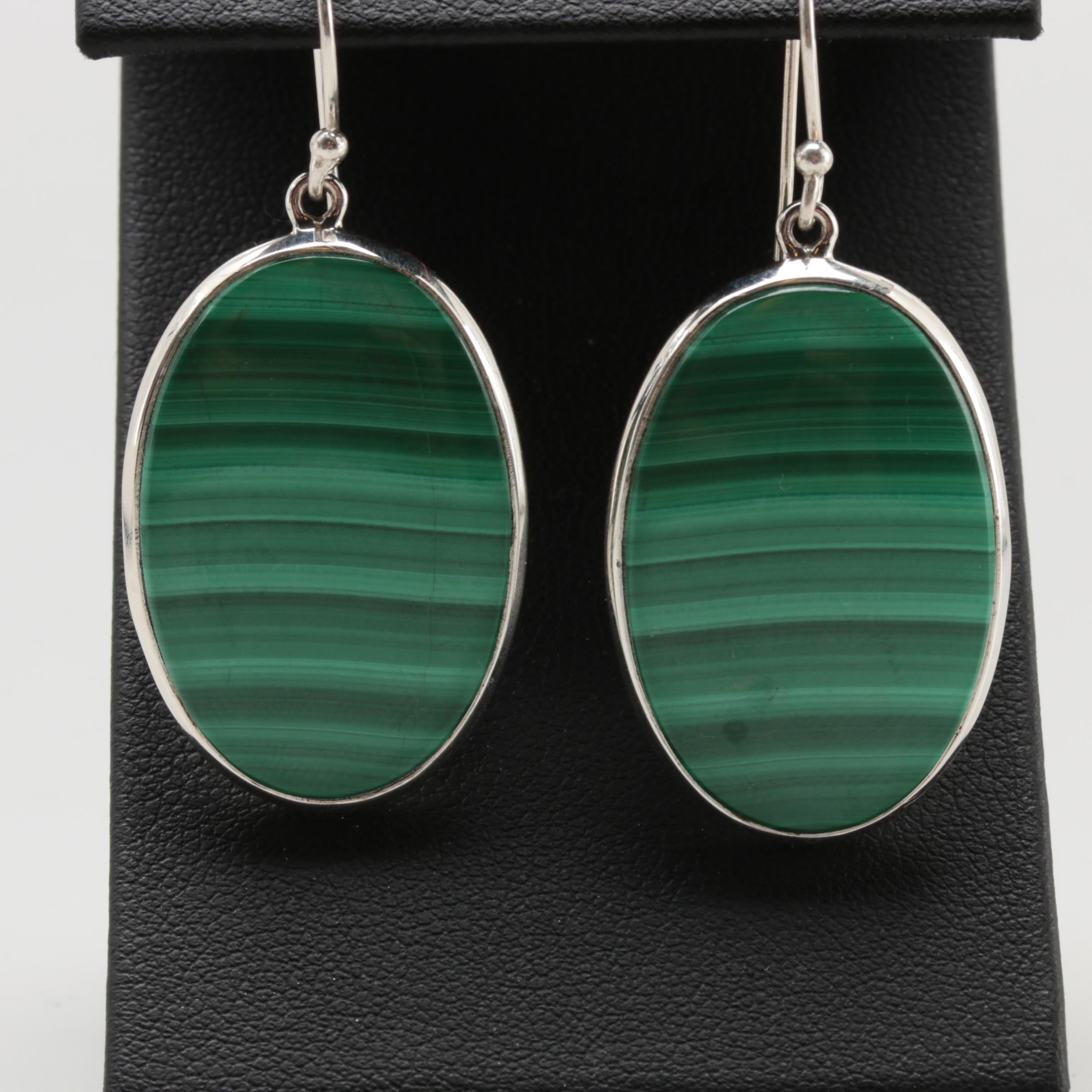 900 Silver Malachite Earrings