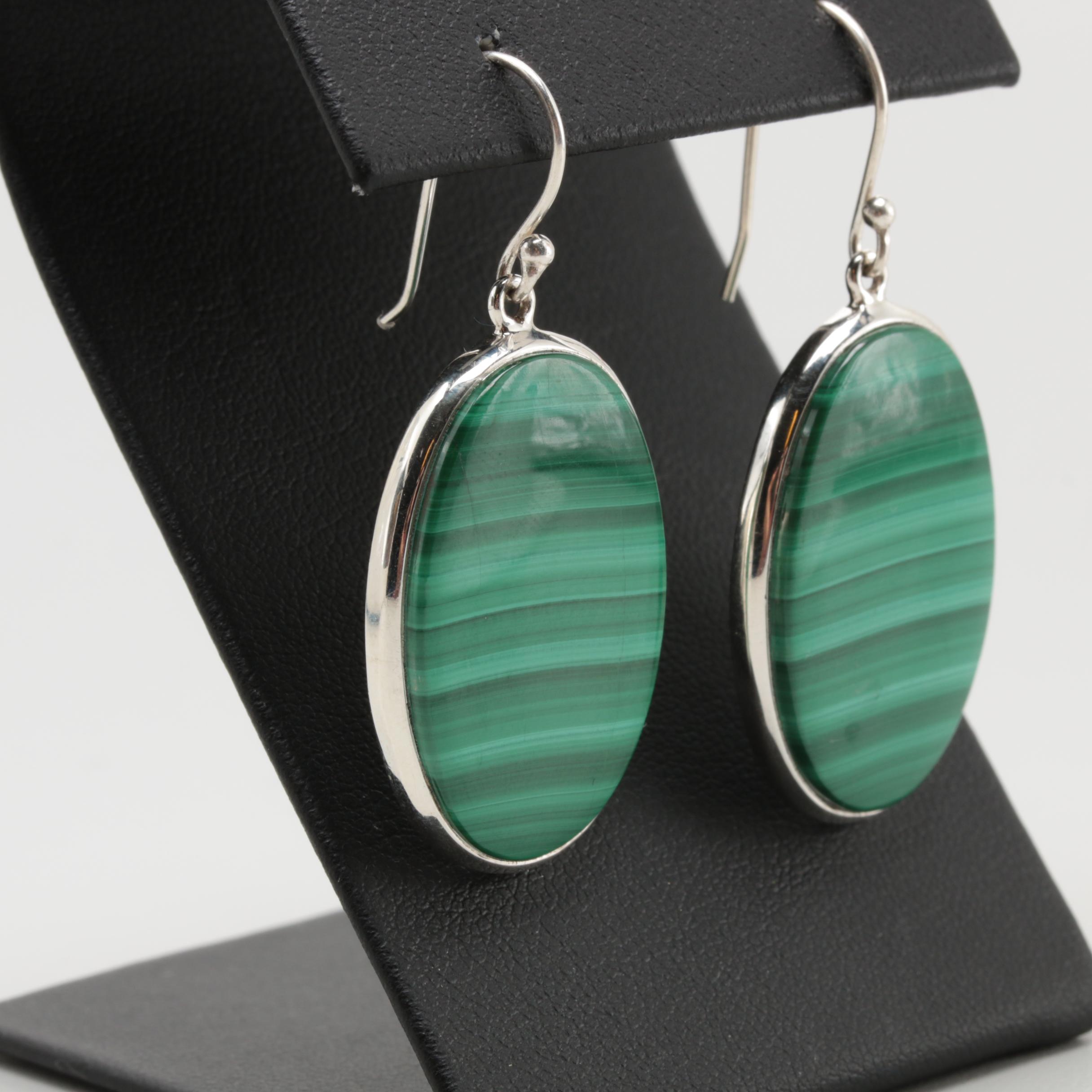 900 Silver Malachite Earrings