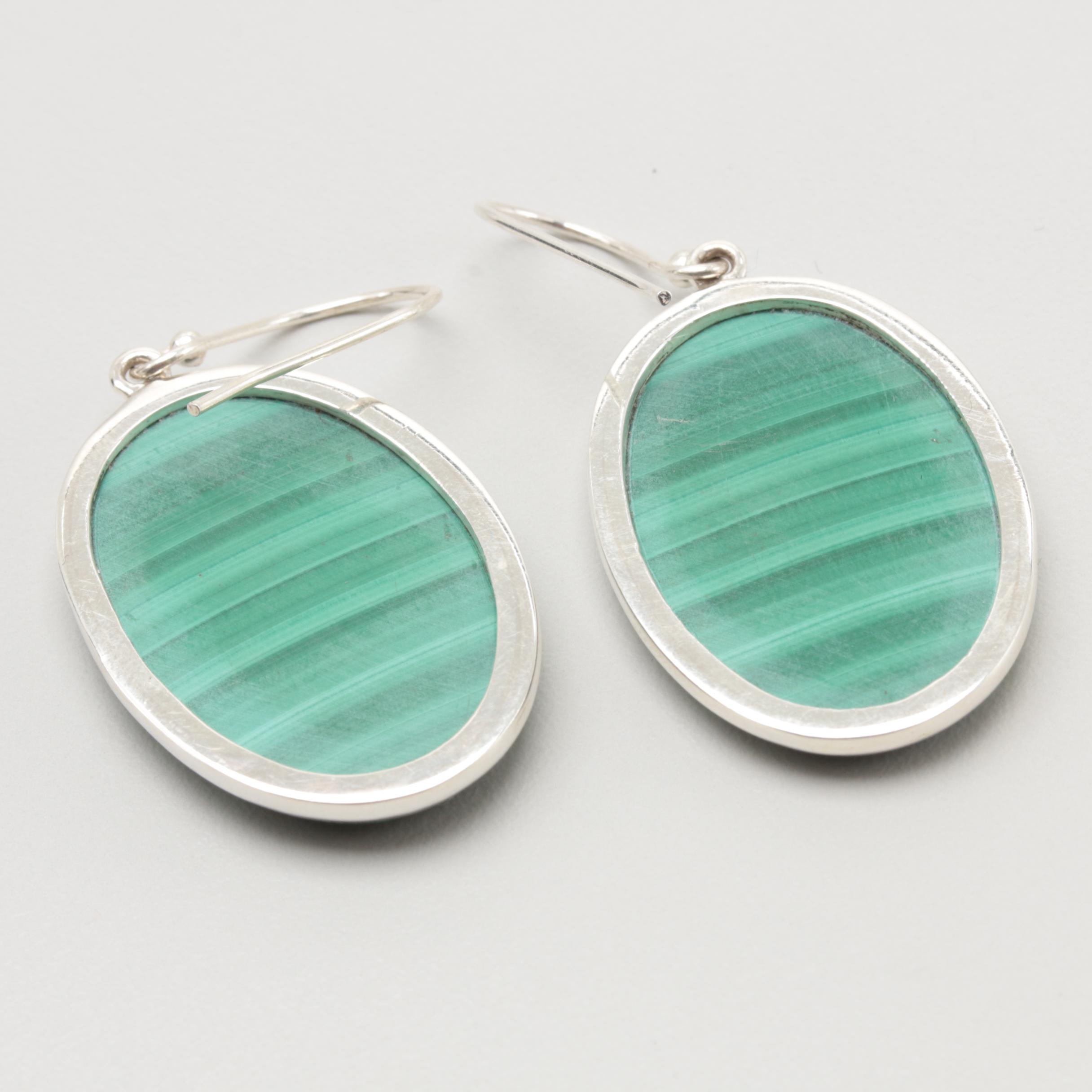900 Silver Malachite Earrings