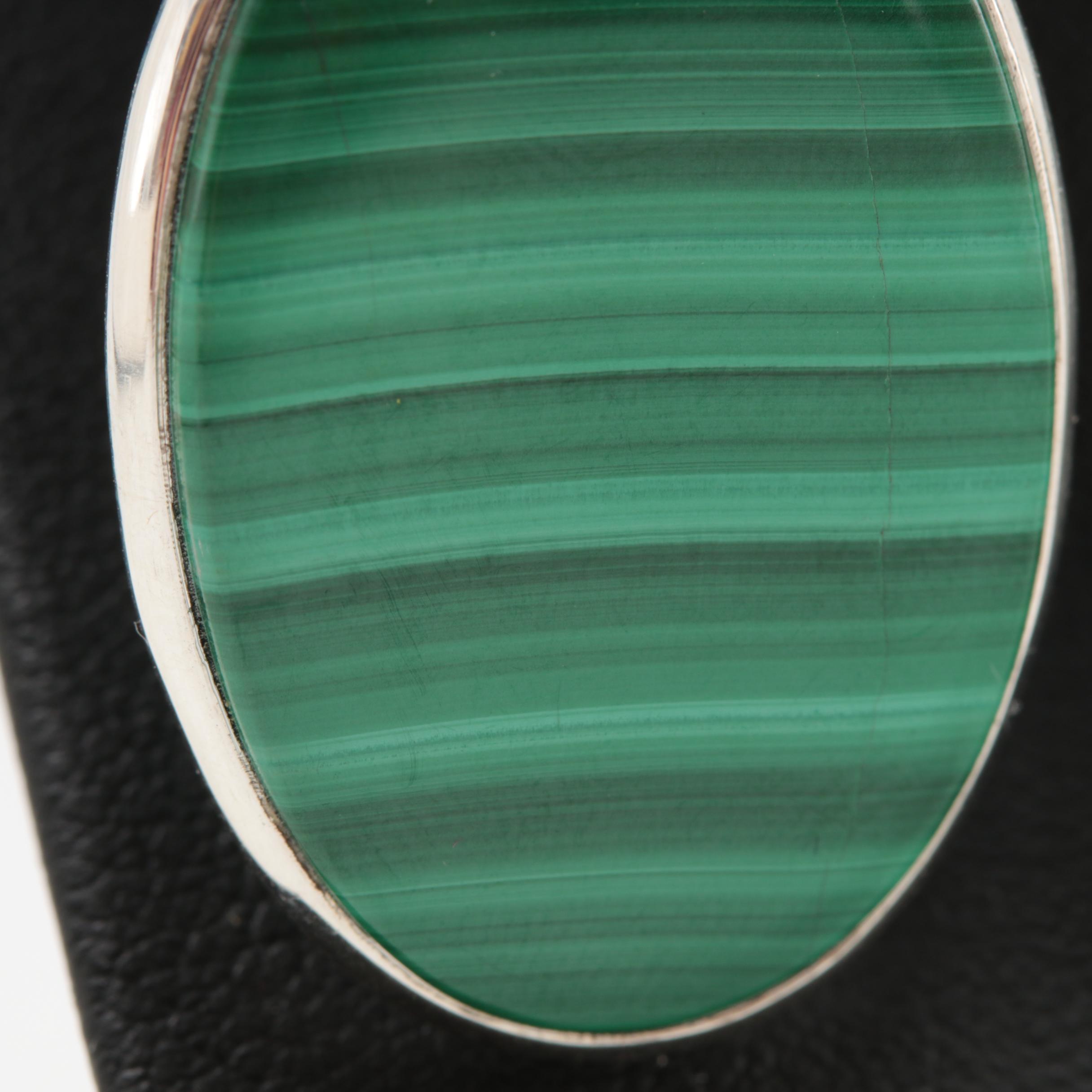 900 Silver Malachite Earrings