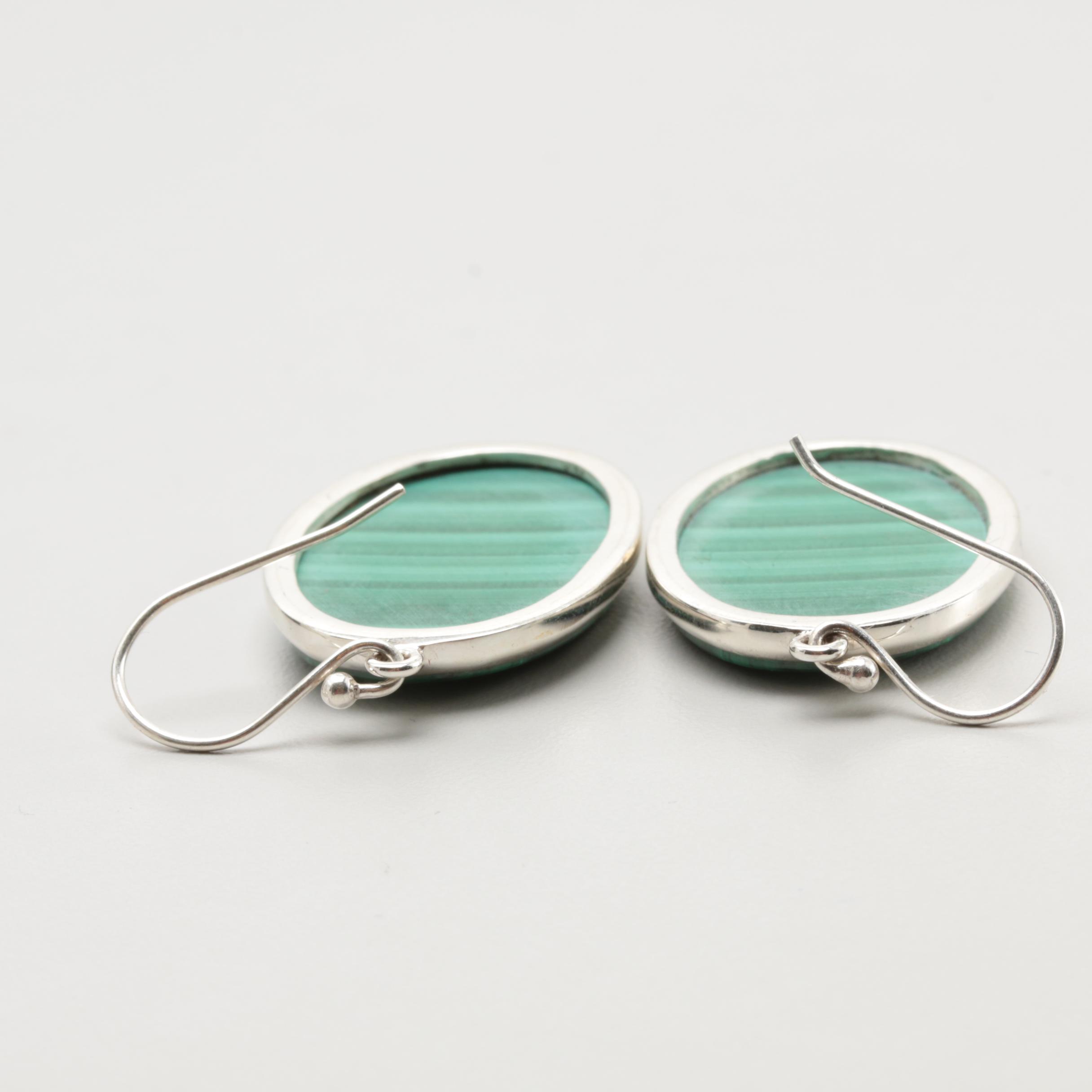 900 Silver Malachite Earrings