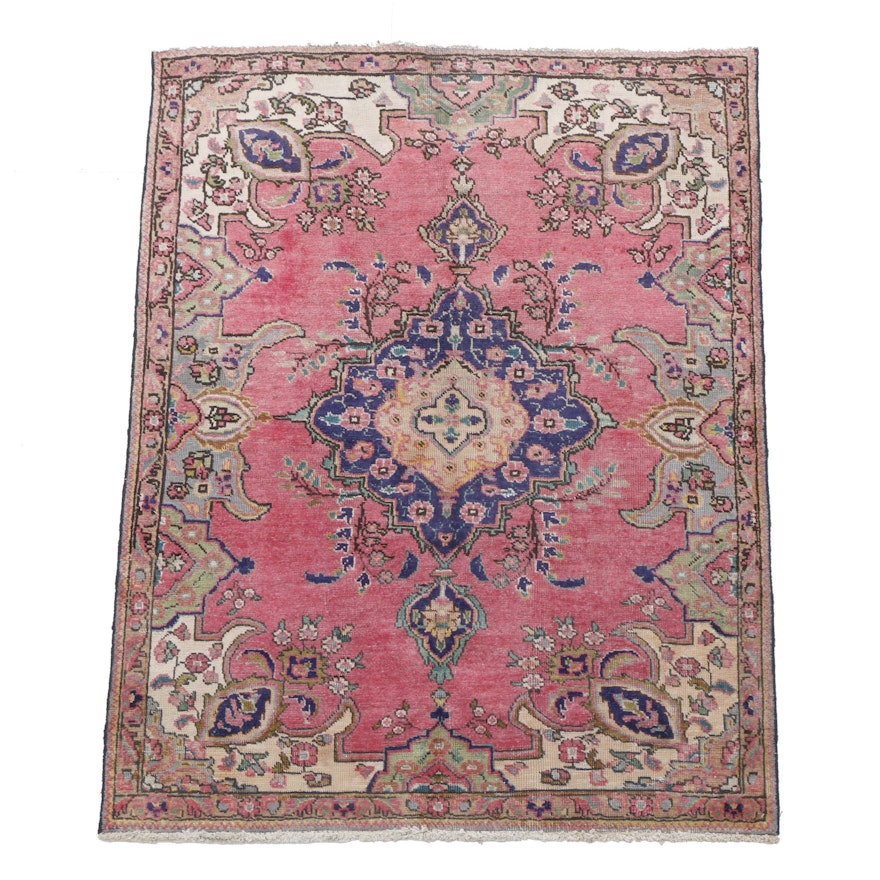 Hand-Knotted Persian Tabriz Area Rug