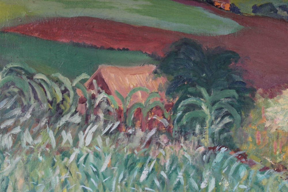 H.E. Frey Landscape Painting in Oil on Canvas