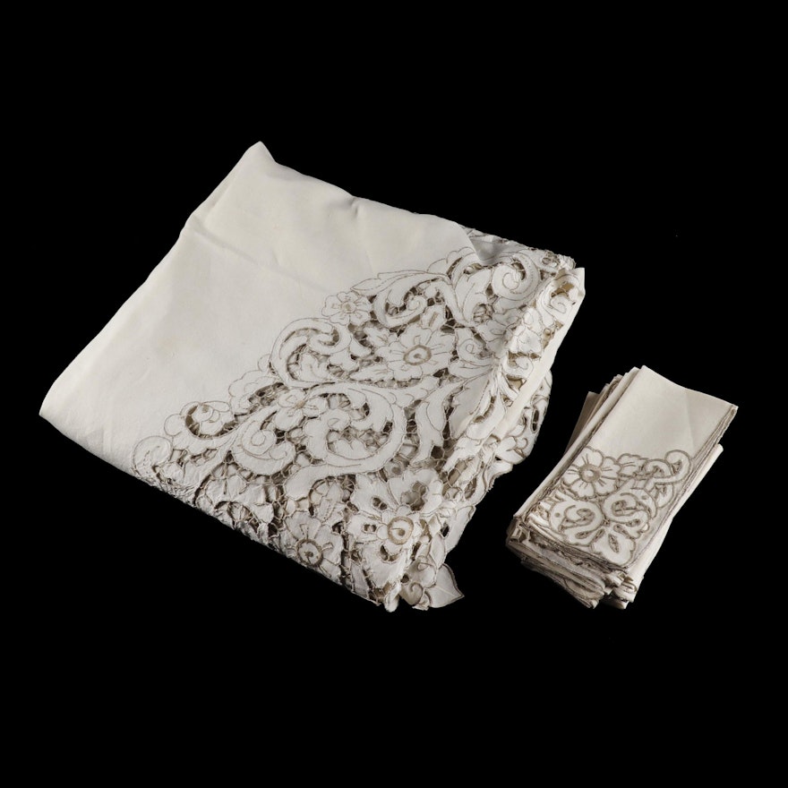 Cutwork Lace Tablecloth and Napkin Set
