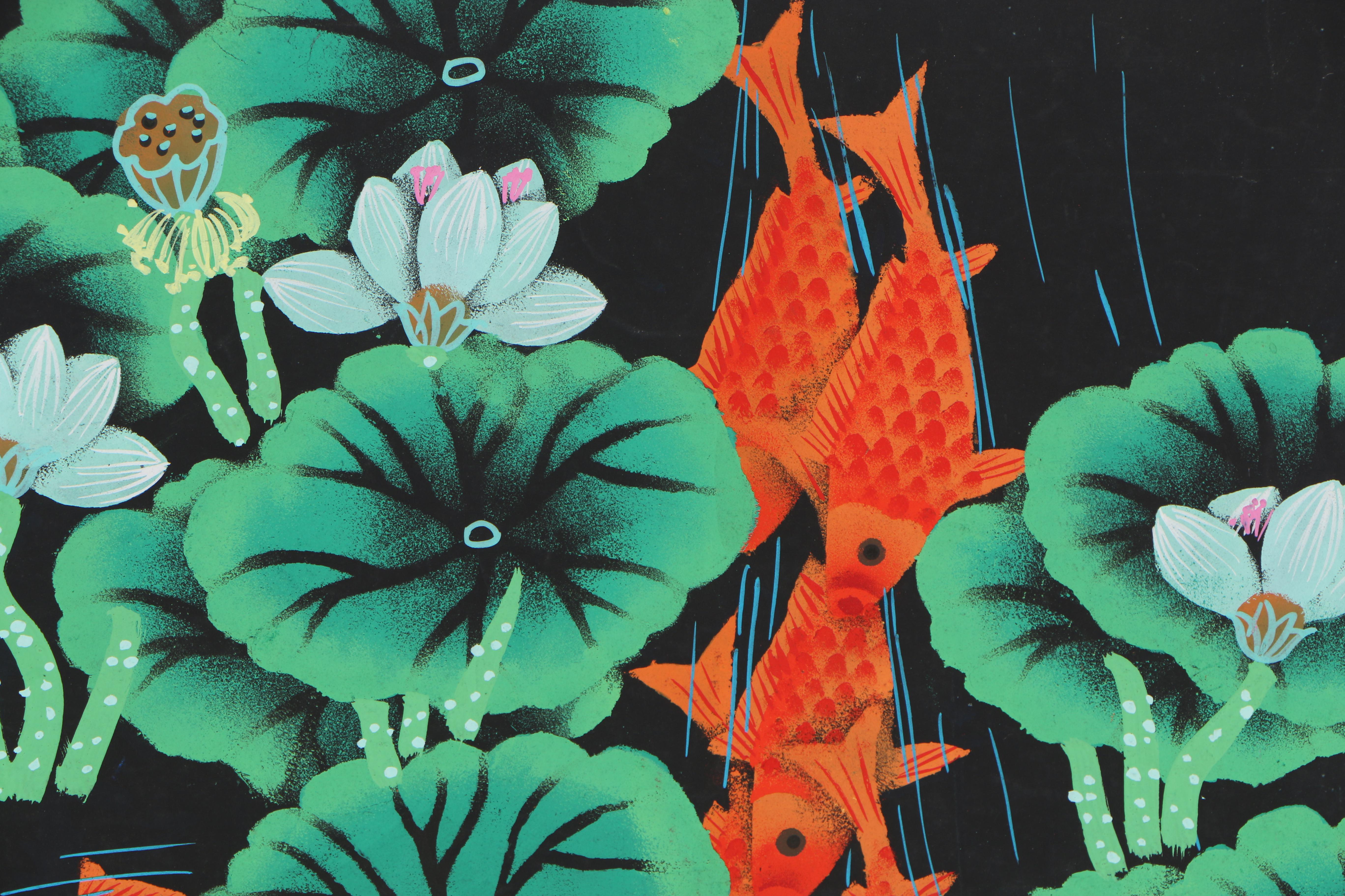 Pan Xiao Ling Chinese Folk Art Painting "Year In Year Out, Have Enough... Fish"