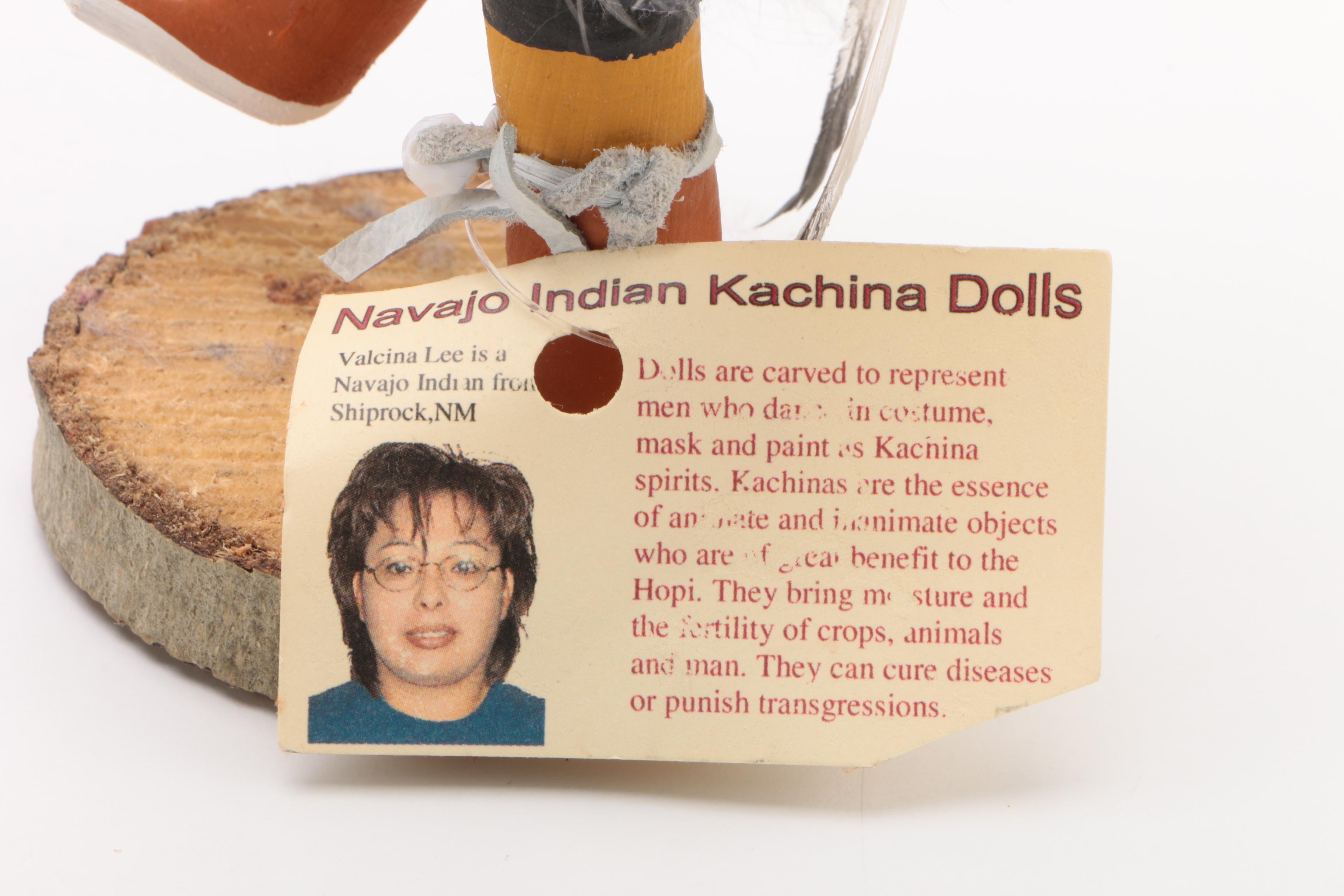 Signed Kachina Dancer Dolls including Tawa, Kwahu, and Koyemsi