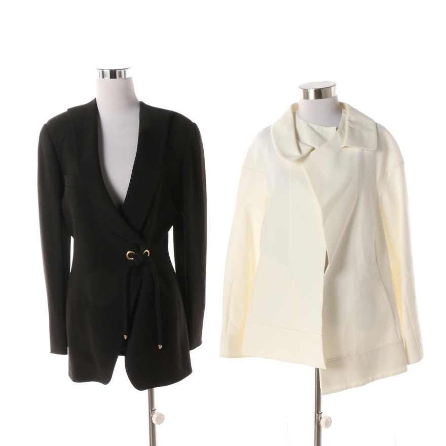Women's Vintage Marni White Cotton Jacket and Claude Montana Black Wool Jacket