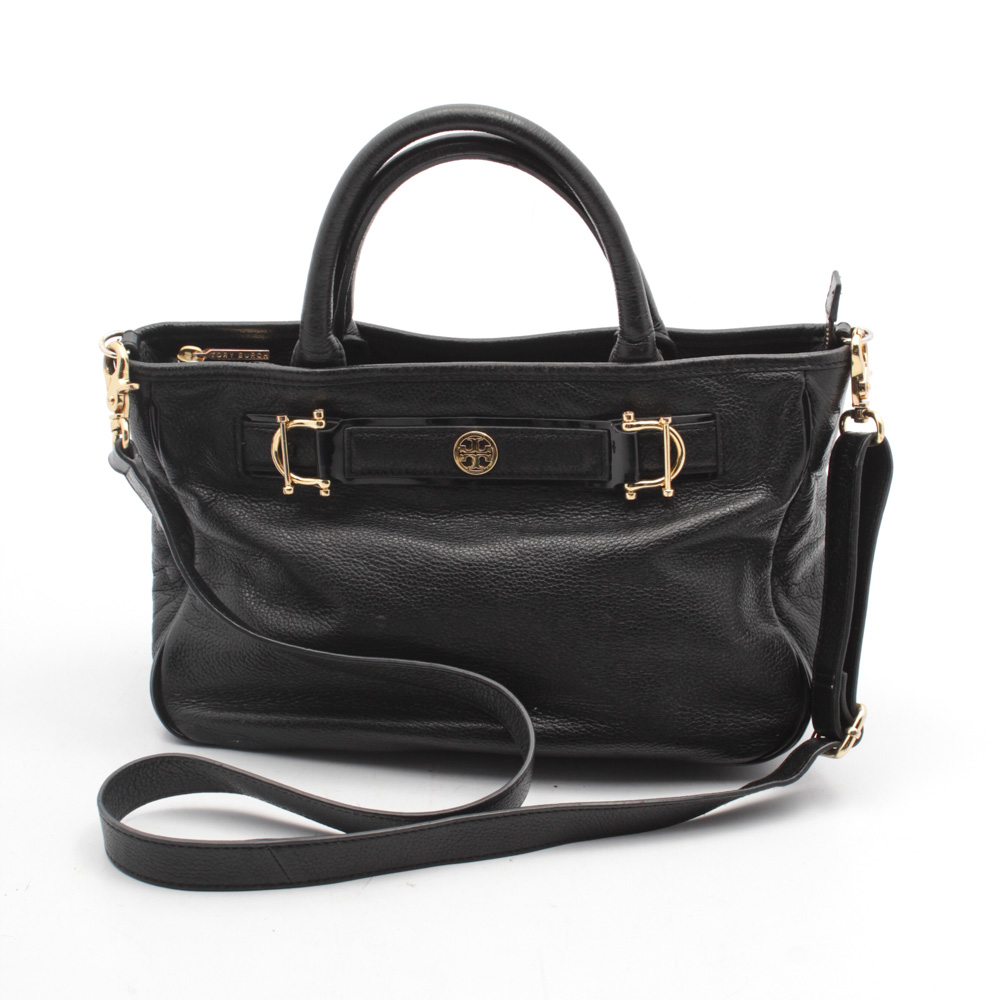 Tory Burch Black Pebbled Leather Satchel