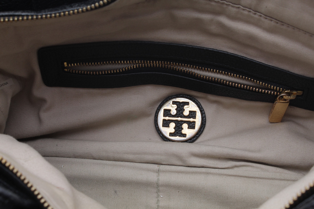 Tory Burch Black Pebbled Leather Satchel
