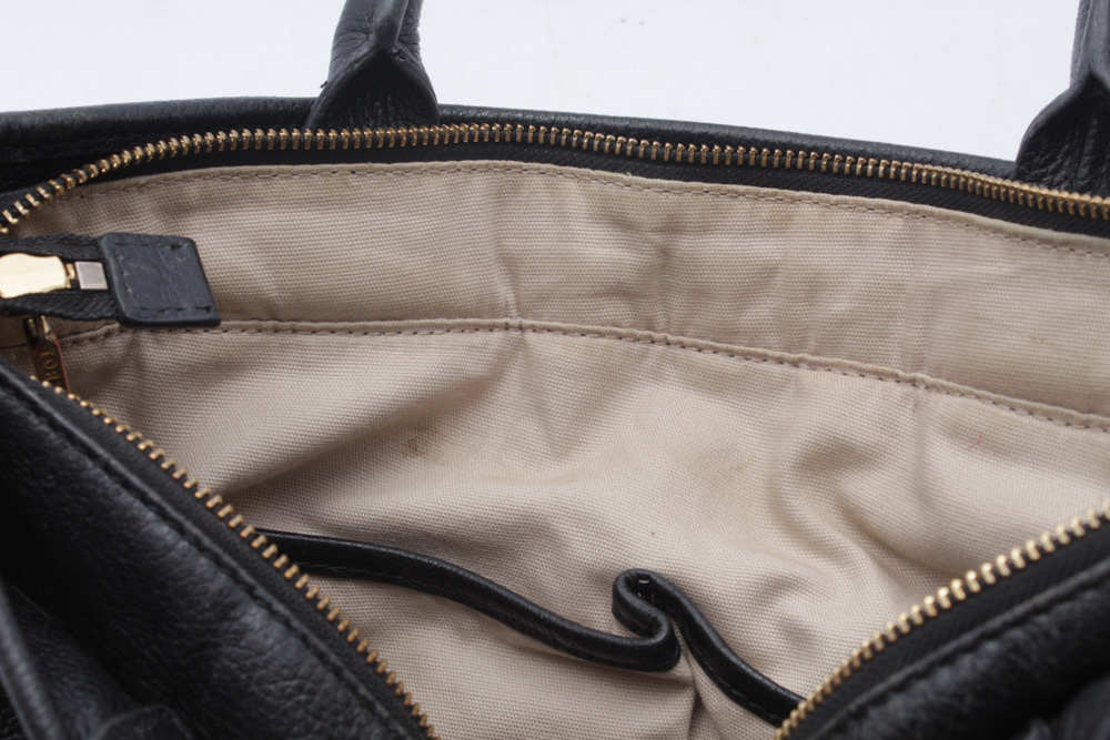 Tory Burch Black Pebbled Leather Satchel