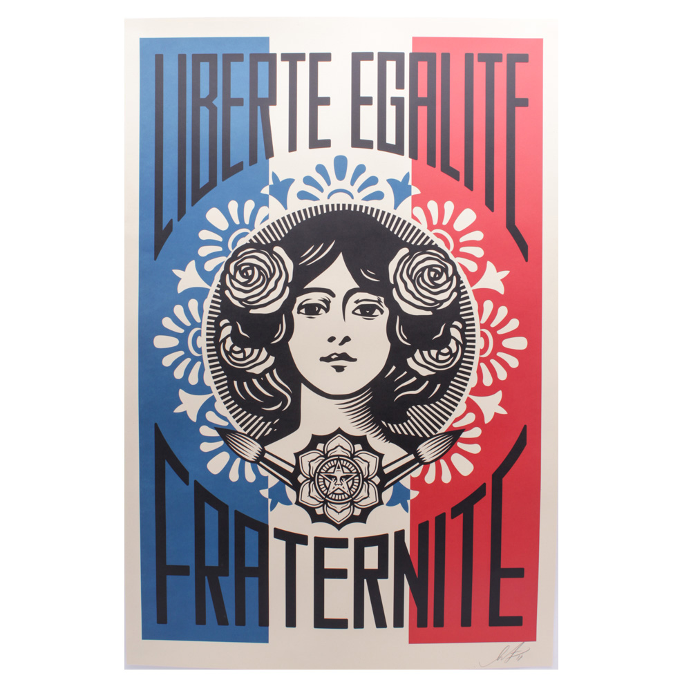 Shepard Fairey Offset Poster "Liberté, Egalité, Fraternité"