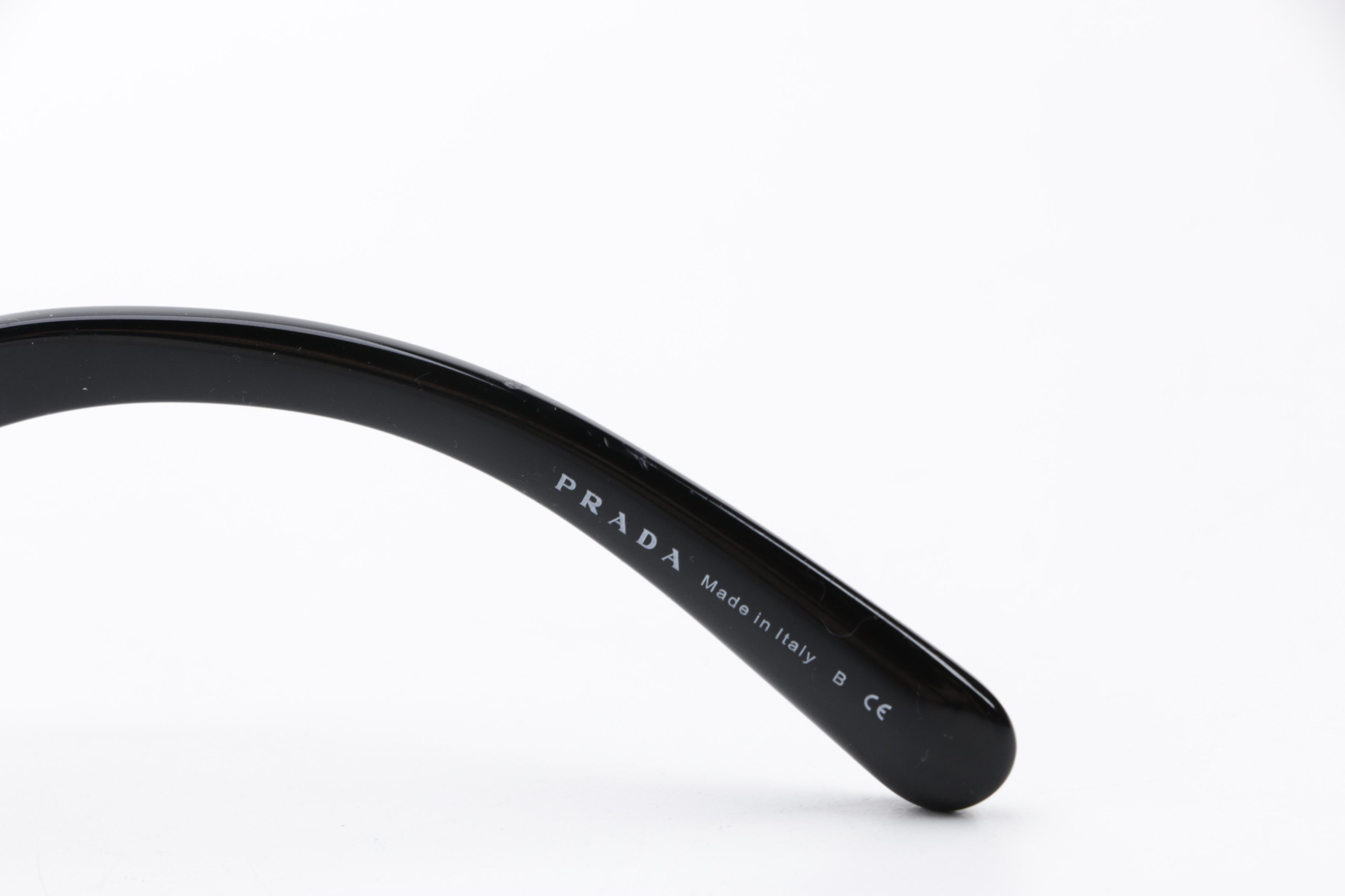 Prada Baroque SPR 27N Black Round Sunglasses with Case