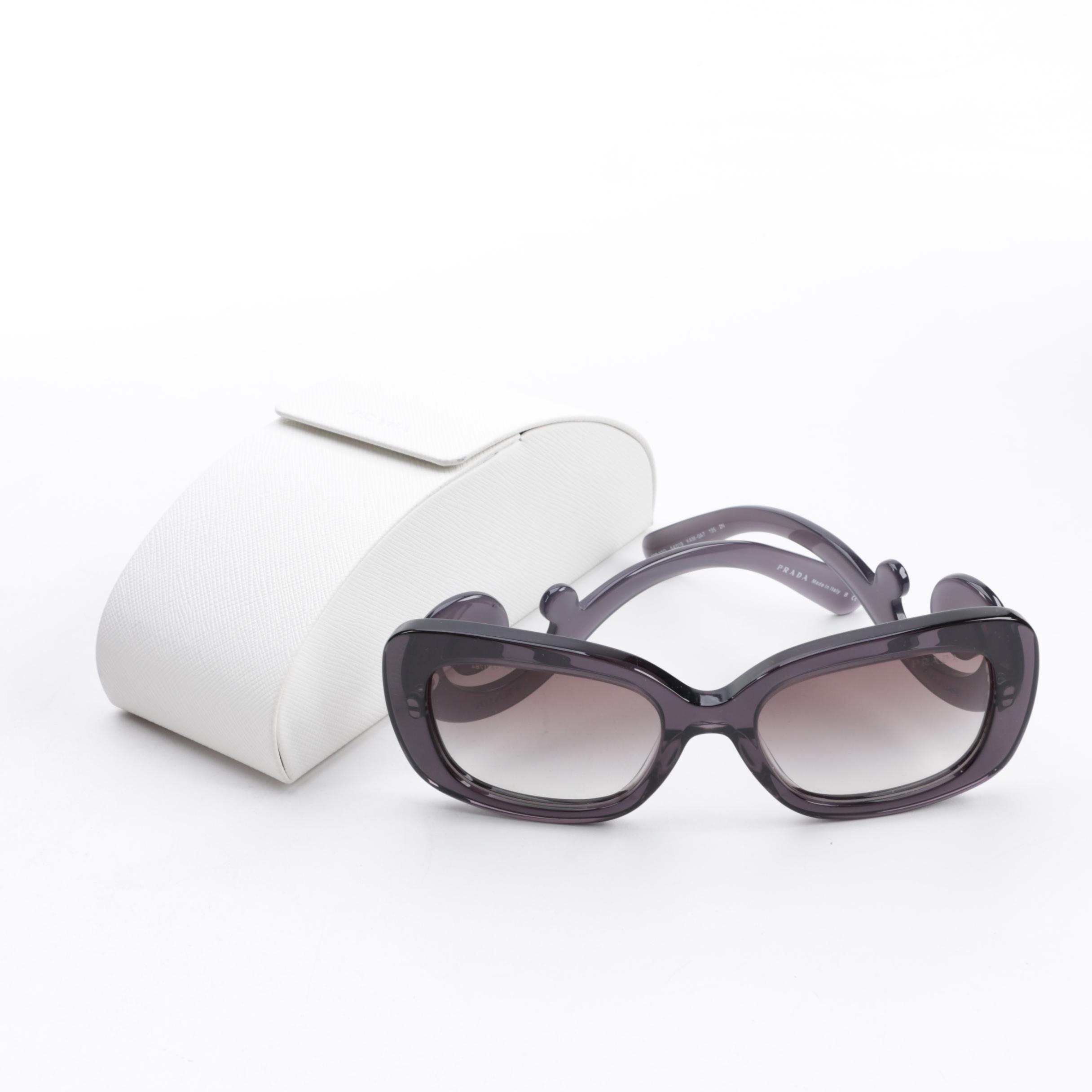 Prada Baroque SPR 27O Grey Transparent Sunglasses with Case