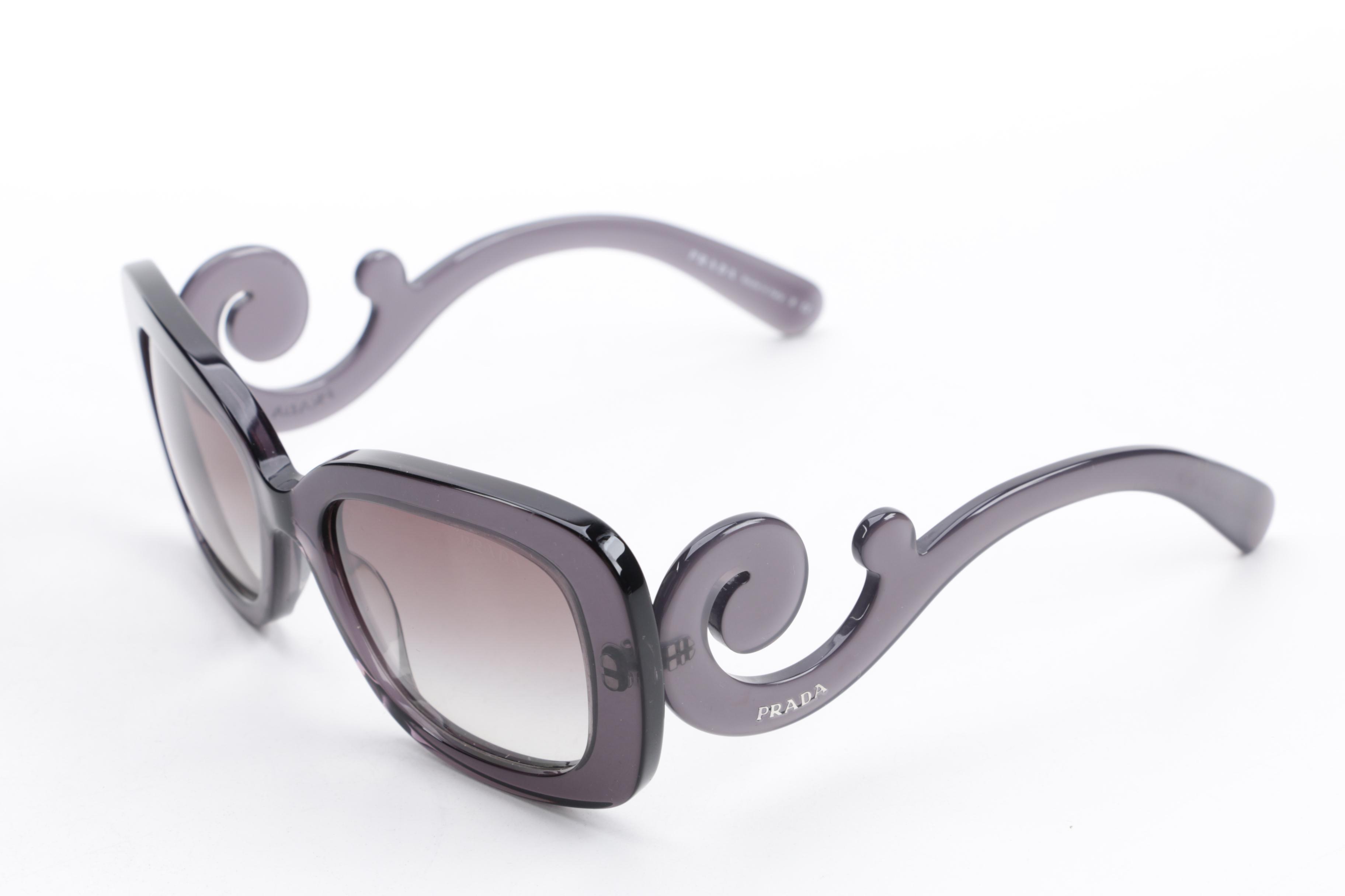 Prada Baroque SPR 27O Grey Transparent Sunglasses with Case