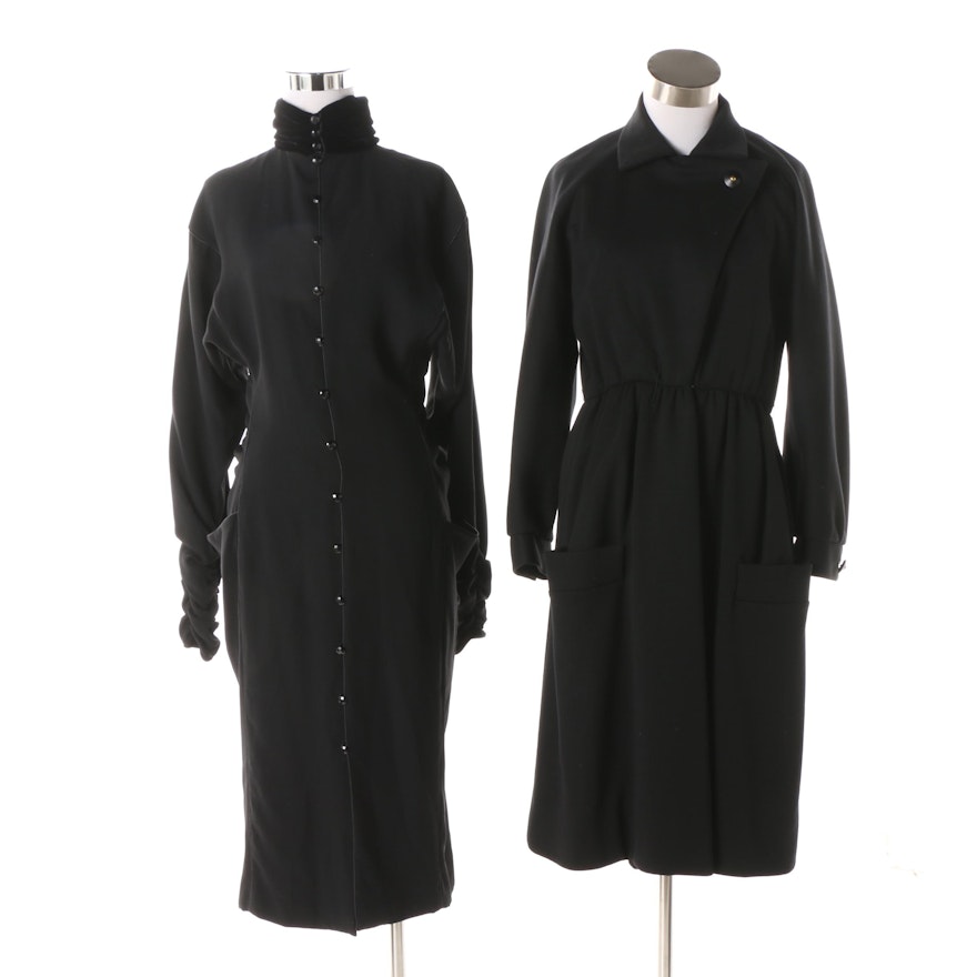 Circa 1970s Vintage Geoffrey Beene Coat Dress and Emanuel Ungaro Sheath Dress