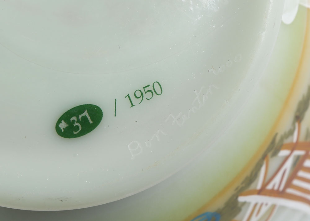 Fenton Hand Painted Burmese Glass Vase