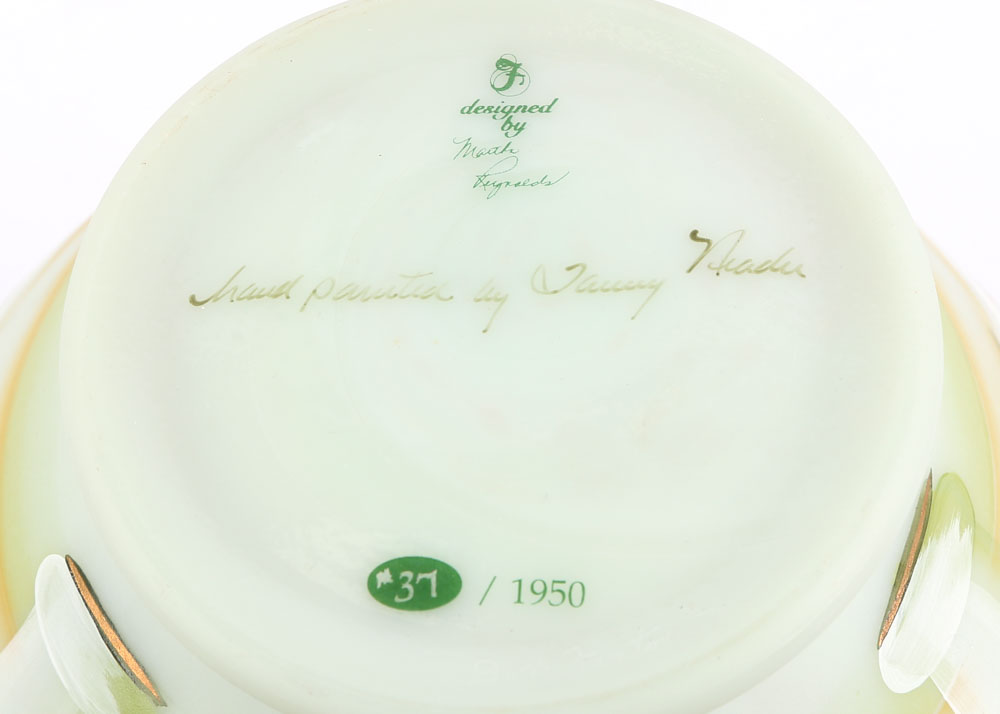 Fenton Hand Painted Burmese Glass Vase